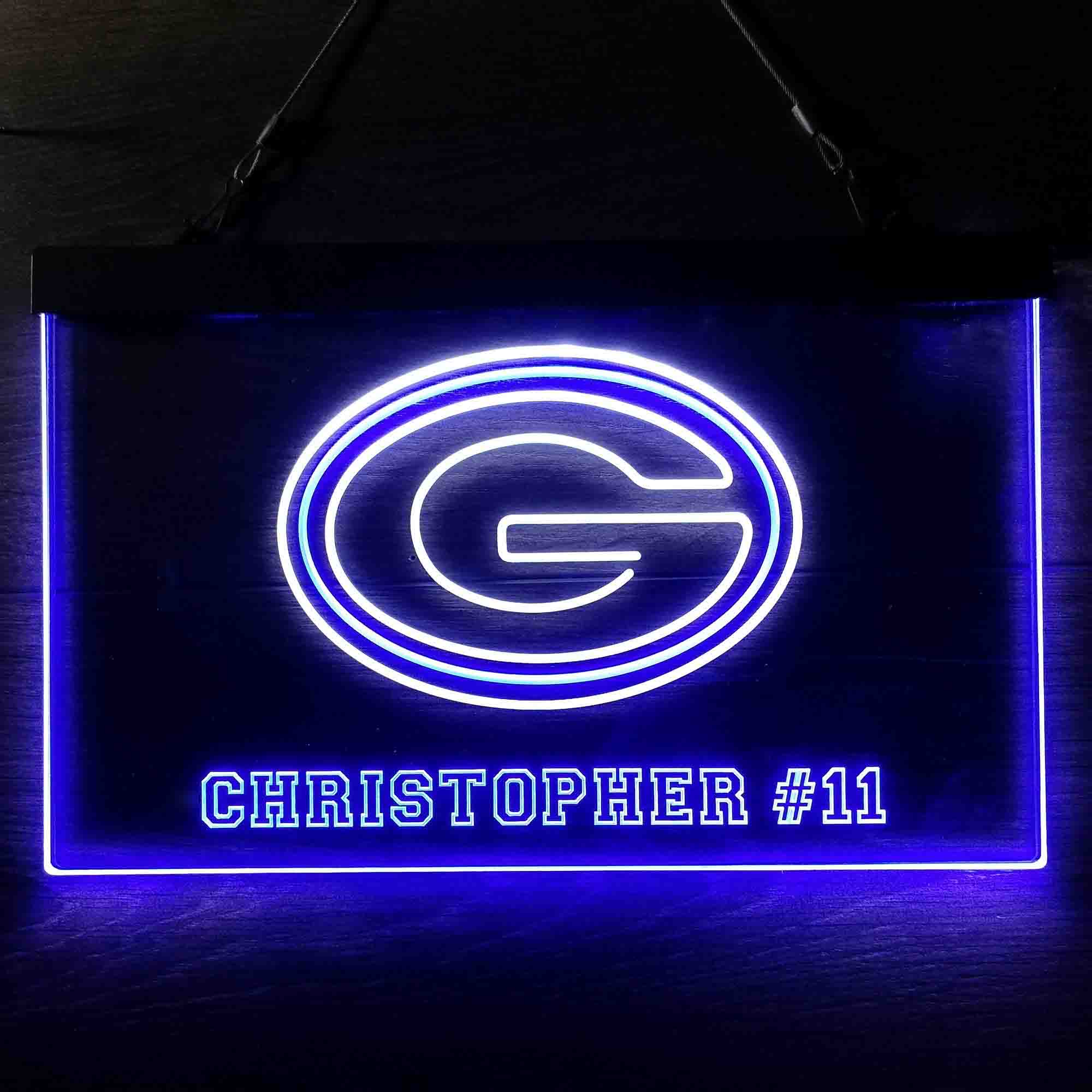 Personalized Green Bay Packers Team Number Neon-Like LED Sign - ProLedSign