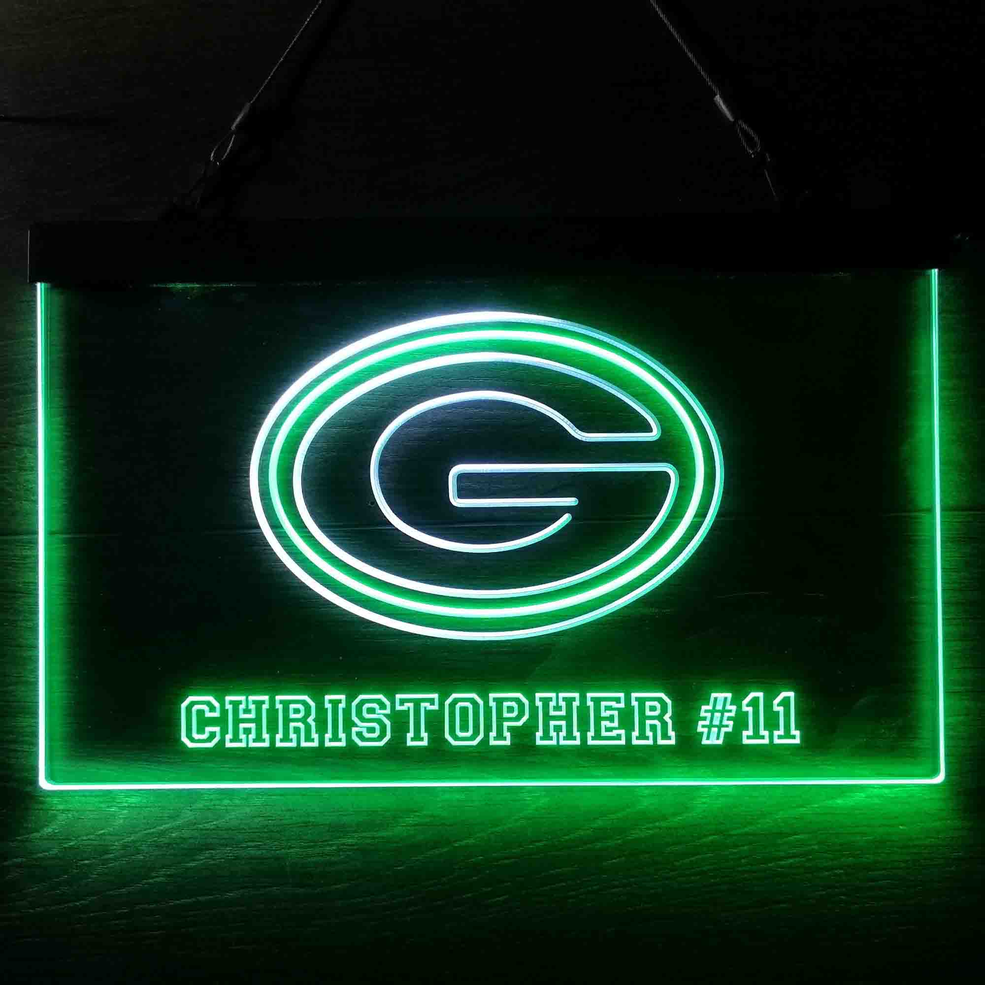 Personalized Green Bay Packers Team Number Neon-Like LED Sign - ProLedSign