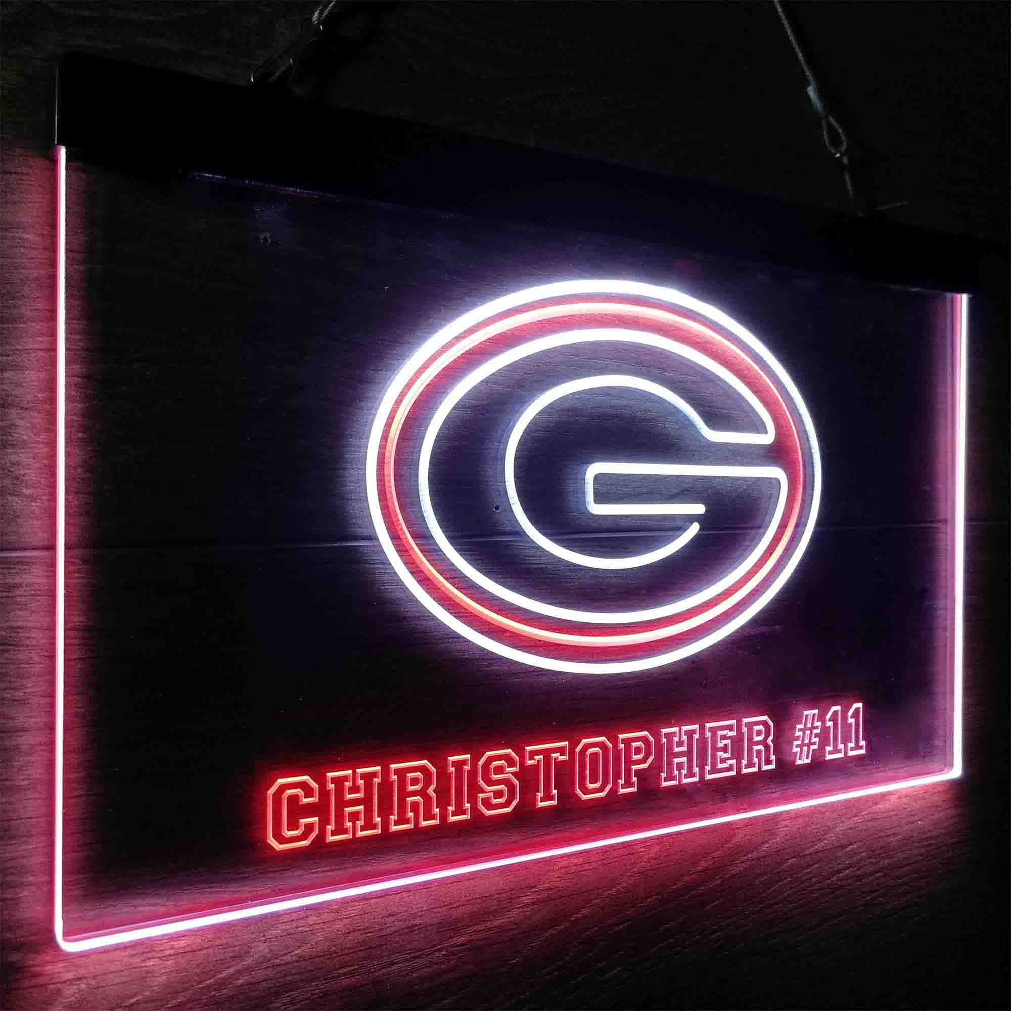 Personalized Green Bay Packers Team Number Neon-Like LED Sign - ProLedSign