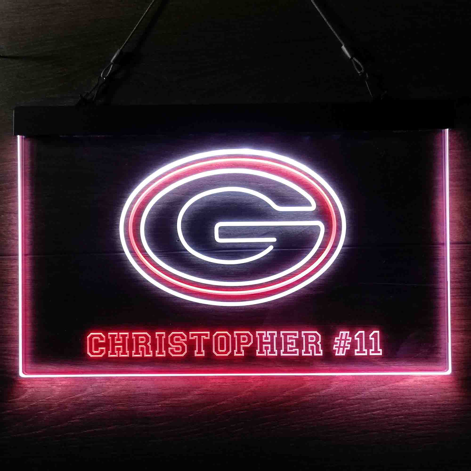 Personalized Green Bay Packers Team Number Neon-Like LED Sign - ProLedSign