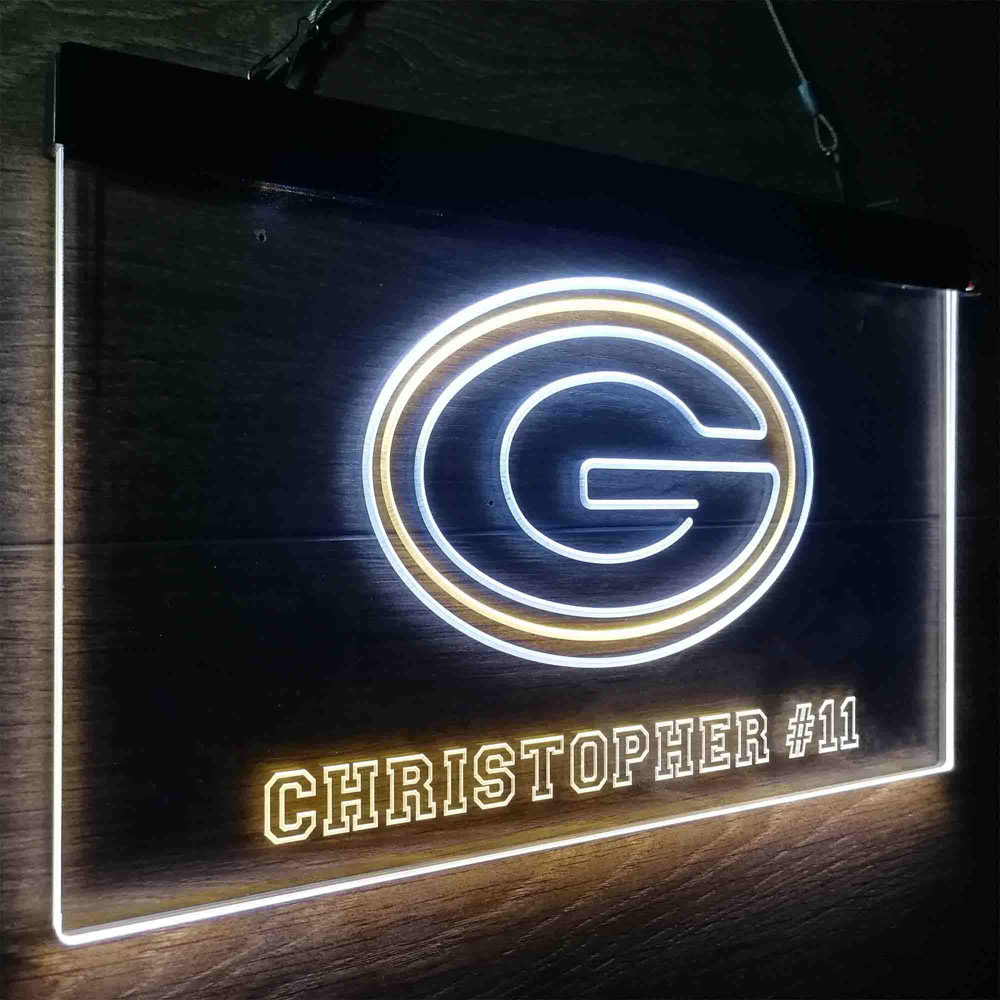 Personalized Green Bay Packers Team Number Neon-Like LED Sign - ProLedSign