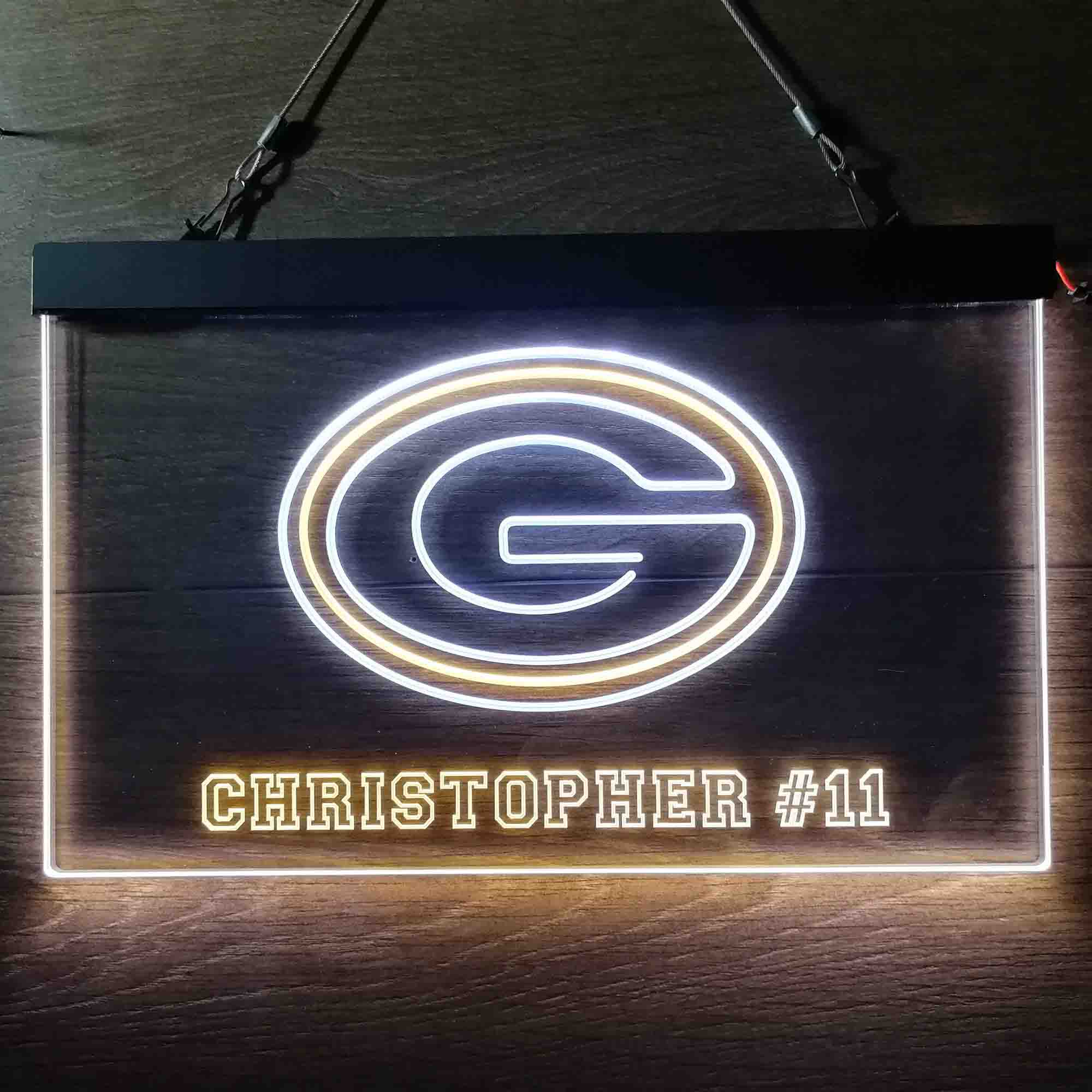 Personalized Green Bay Packers Team Number Neon-Like LED Sign - ProLedSign