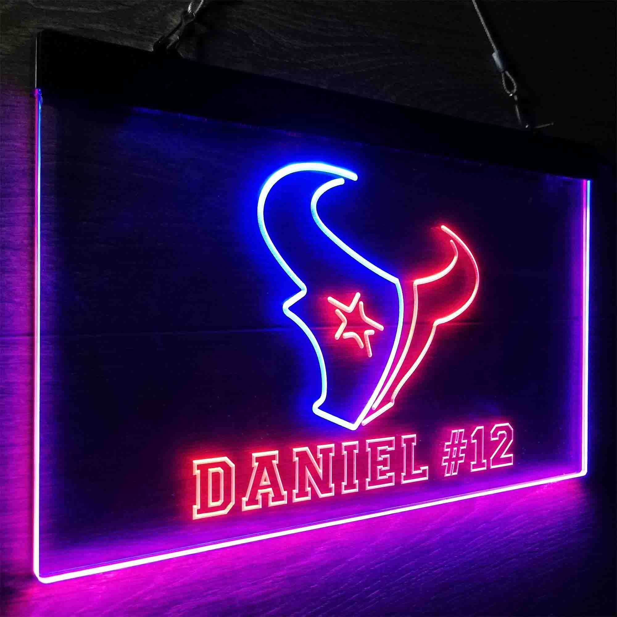 Personalized Houston Texans Team Number Neon-Like LED Sign - ProLedSign