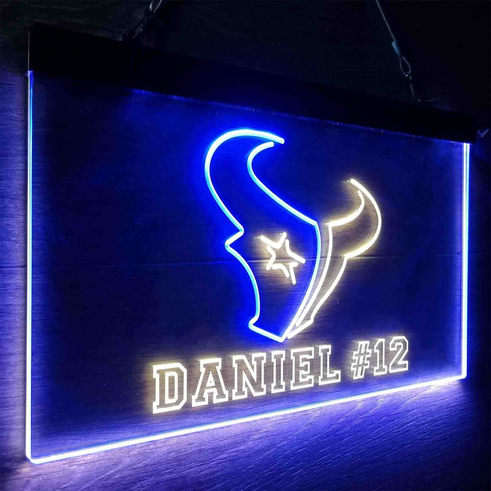 Personalized Houston Texans Team Number Neon-Like LED Sign - ProLedSign