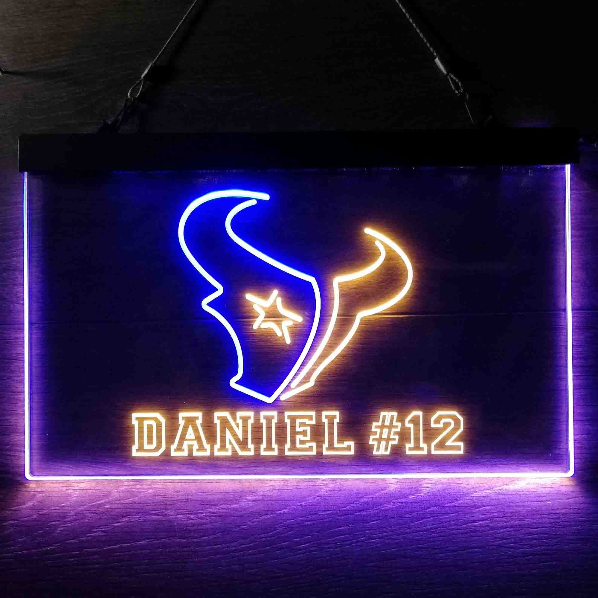 Personalized Houston Texans Team Number Neon-Like LED Sign - ProLedSign