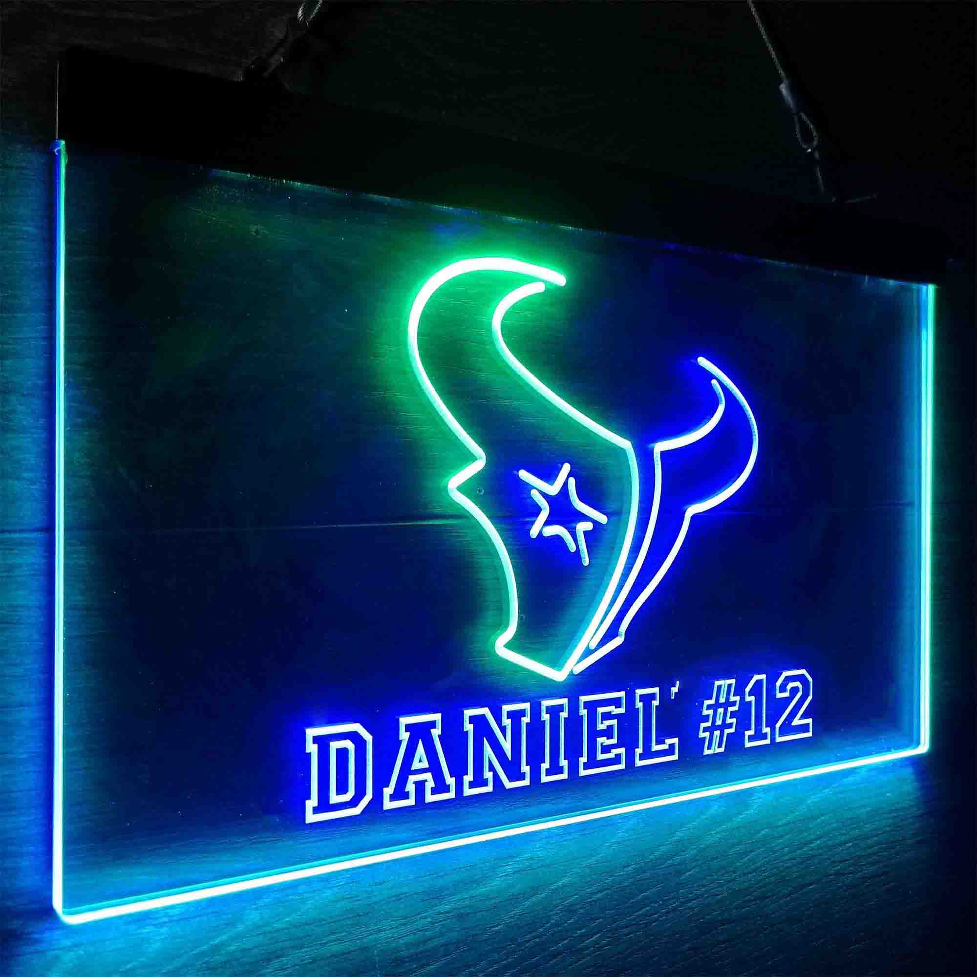 Personalized Houston Texans Team Number Neon-Like LED Sign - ProLedSign