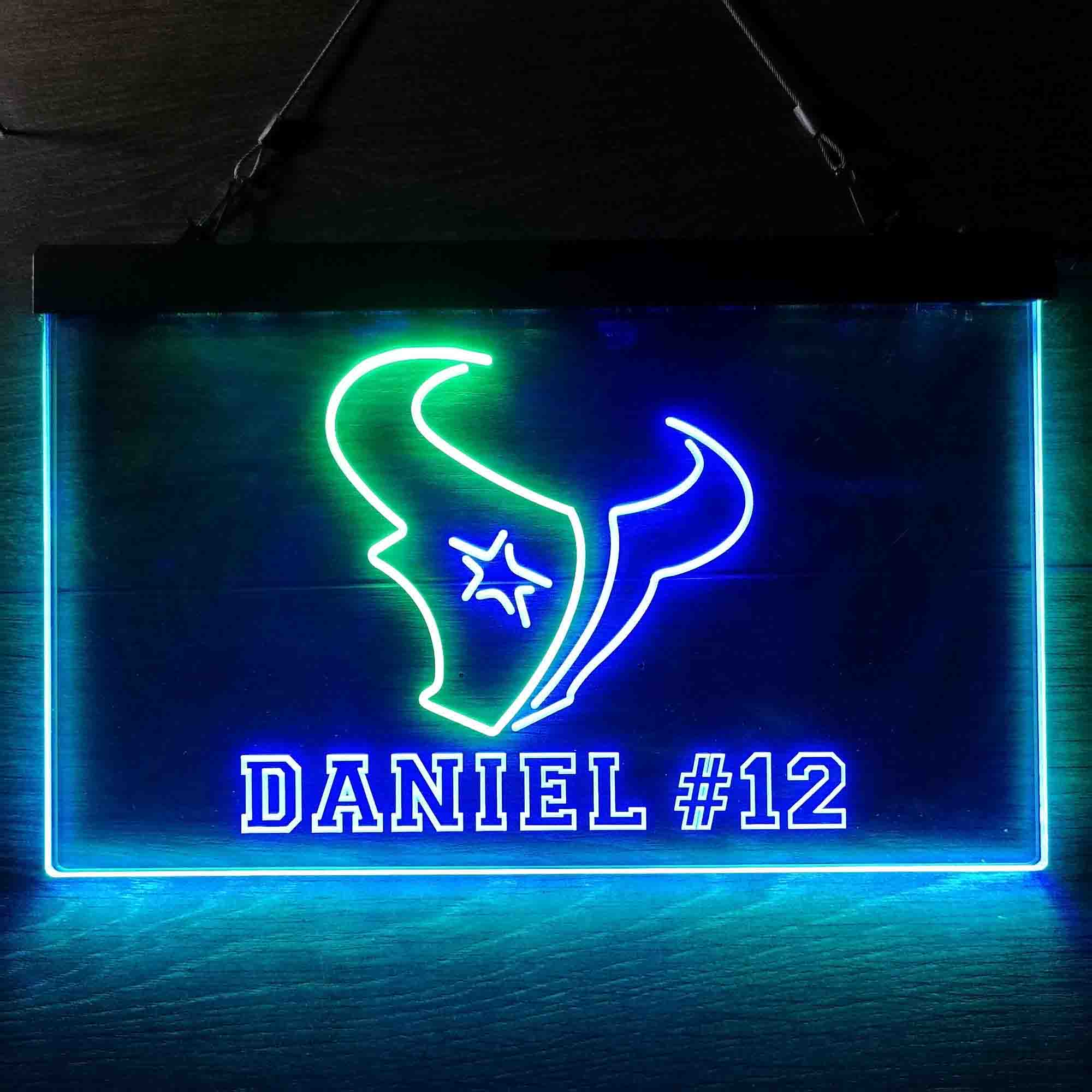 Personalized Houston Texans Team Number Neon-Like LED Sign - ProLedSign