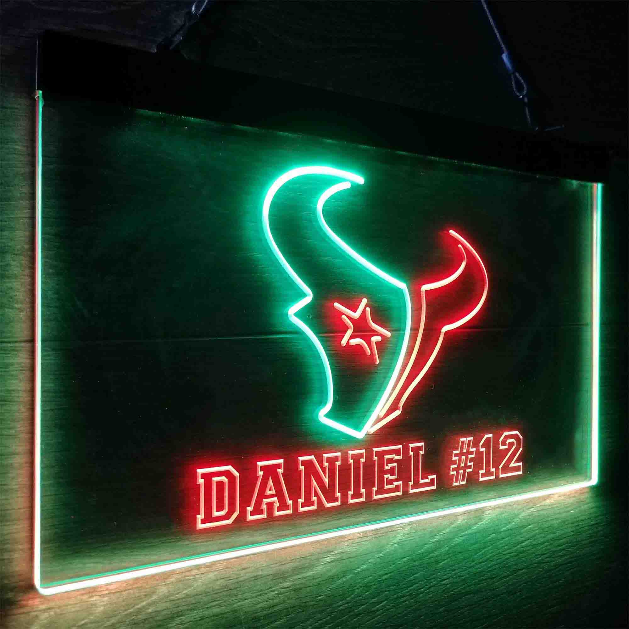 Personalized Houston Texans Team Number Neon-Like LED Sign - ProLedSign