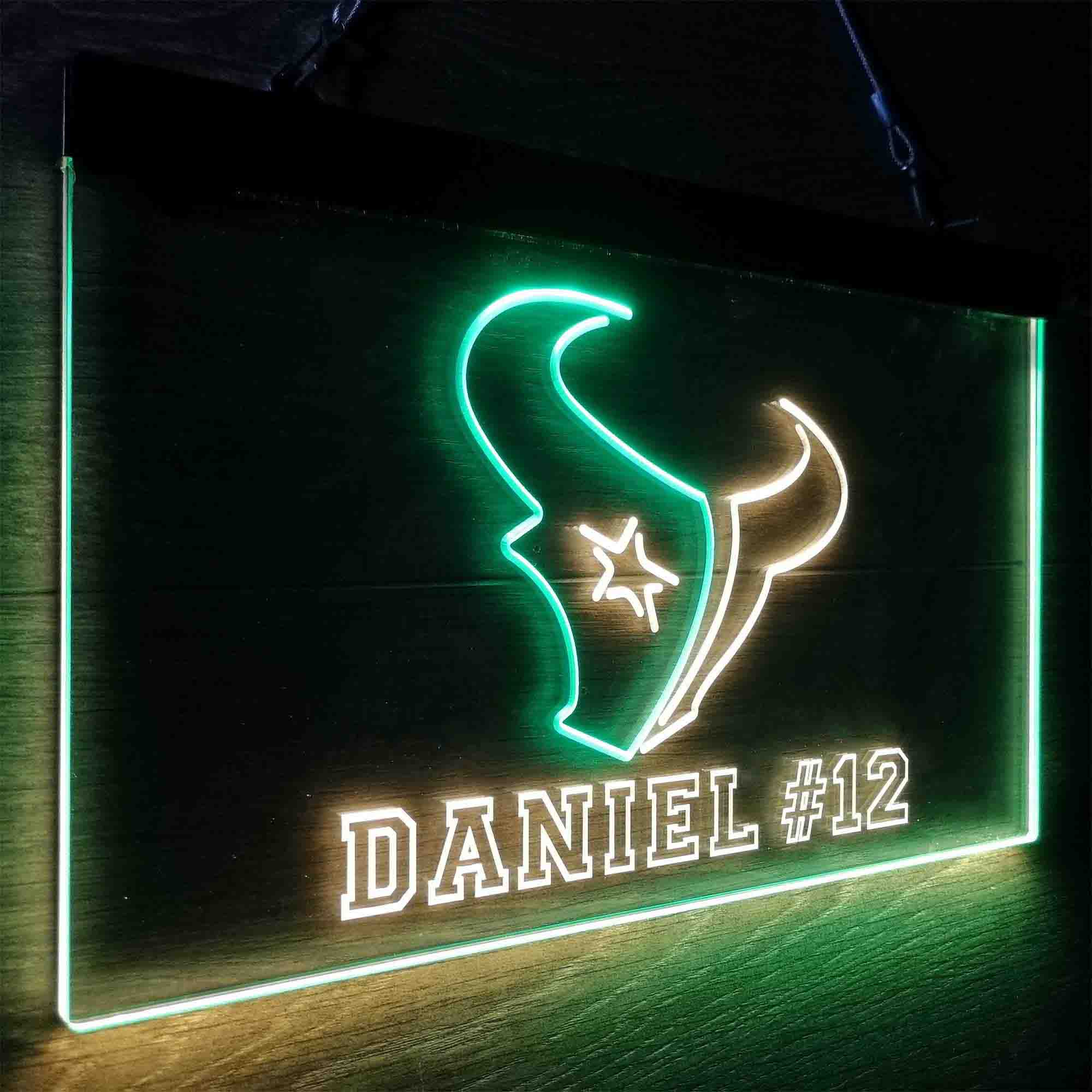 Personalized Houston Texans Team Number Neon-Like LED Sign - ProLedSign