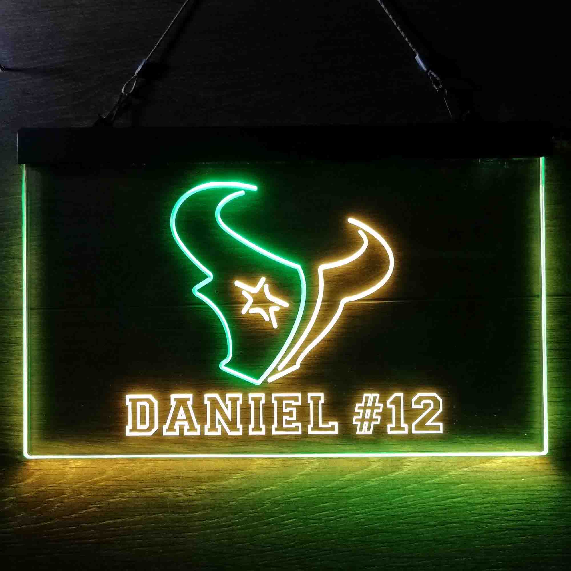 Personalized Houston Texans Team Number Neon-Like LED Sign - ProLedSign