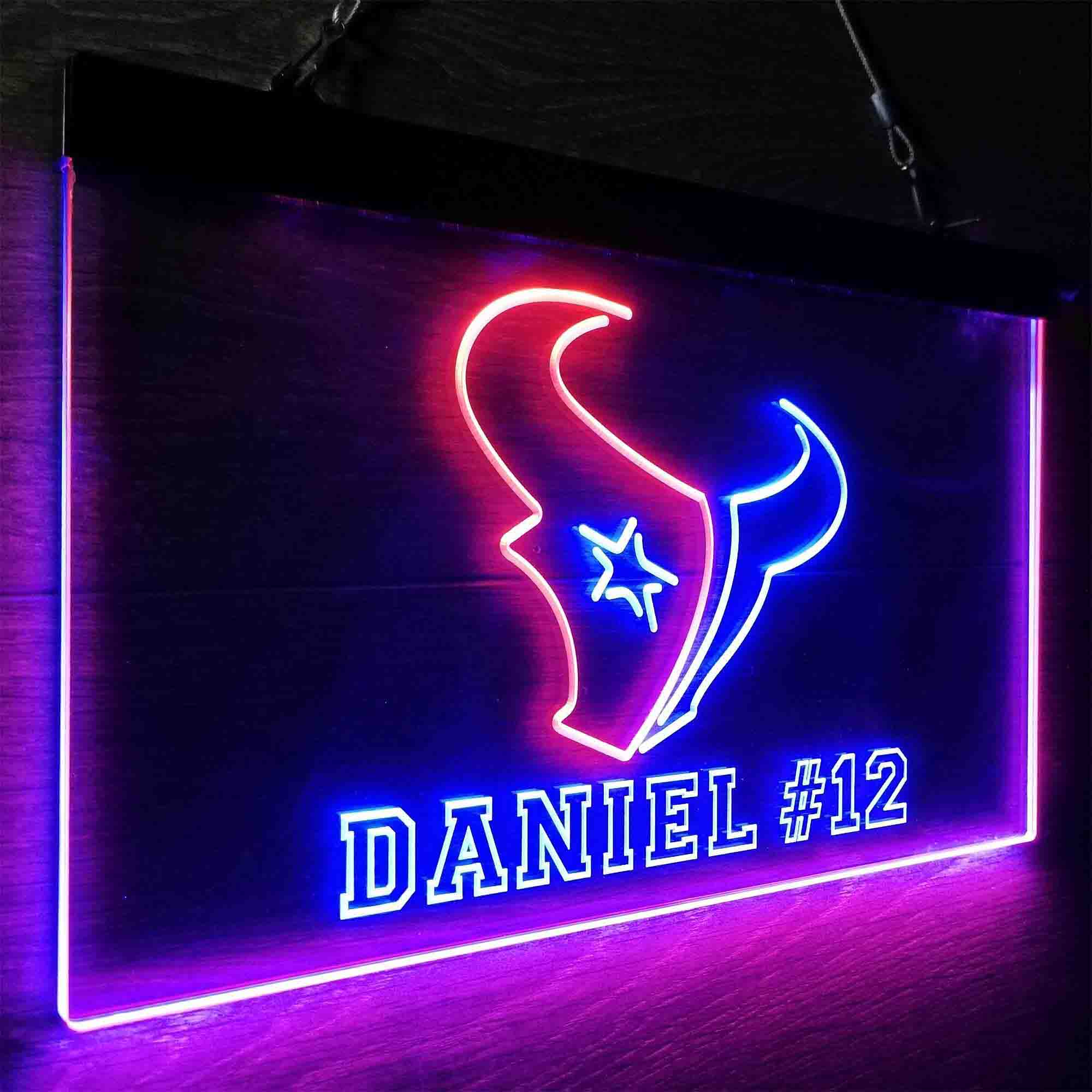 Personalized Houston Texans Team Number Neon-Like LED Sign - ProLedSign