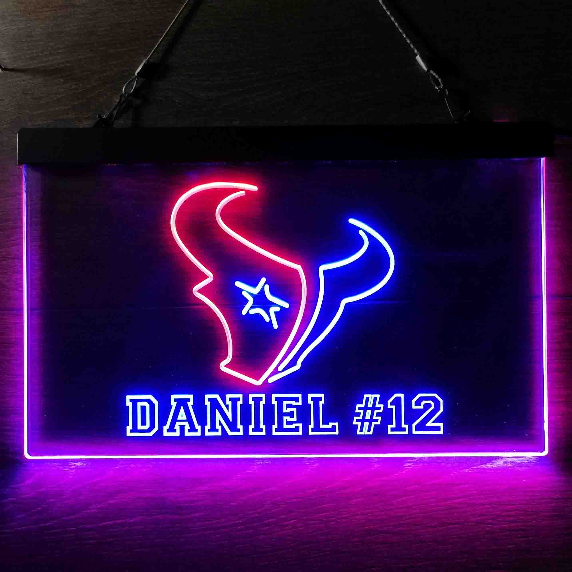 Personalized Houston Texans Team Number Neon-Like LED Sign - ProLedSign