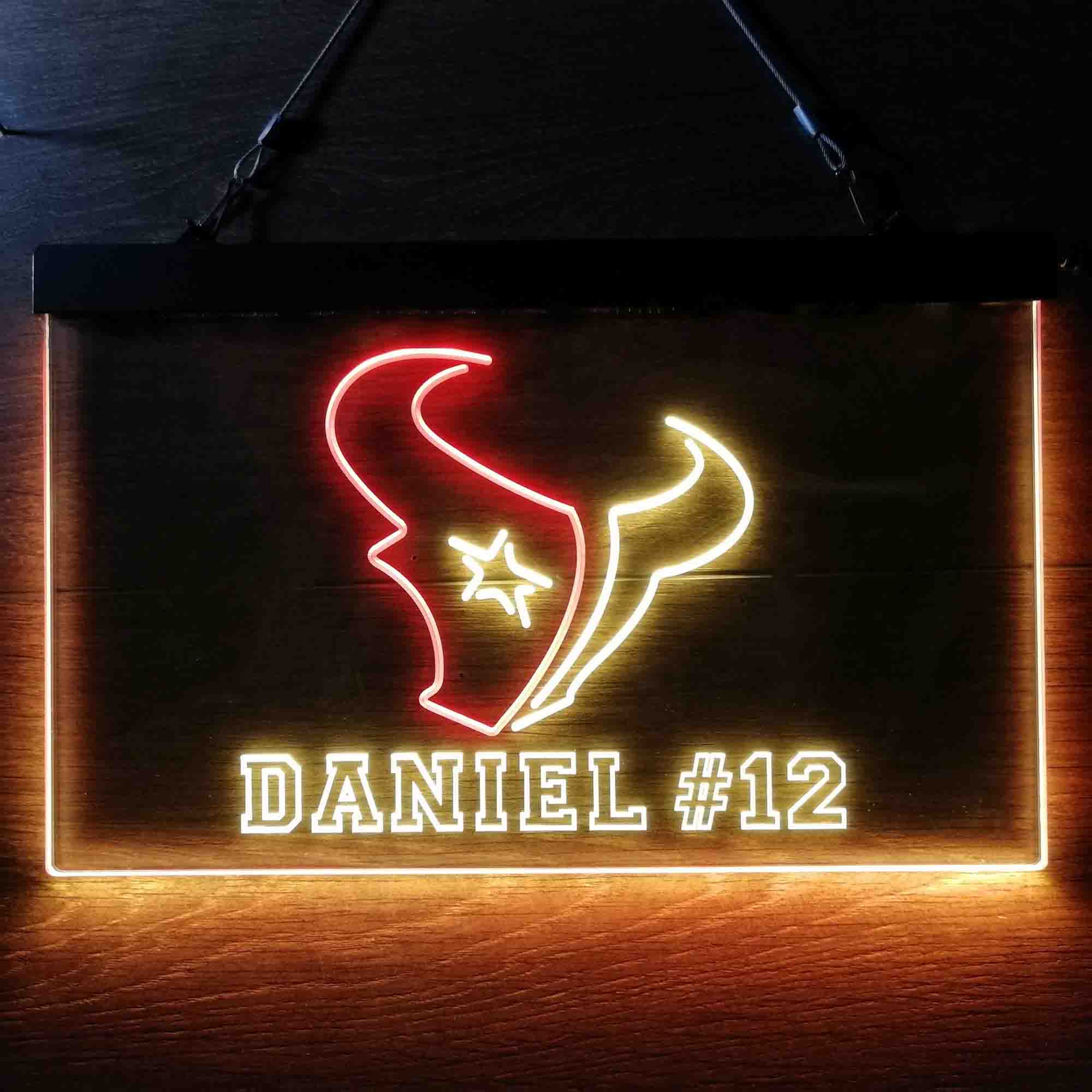 Personalized Houston Texans Team Number Neon-Like LED Sign - ProLedSign