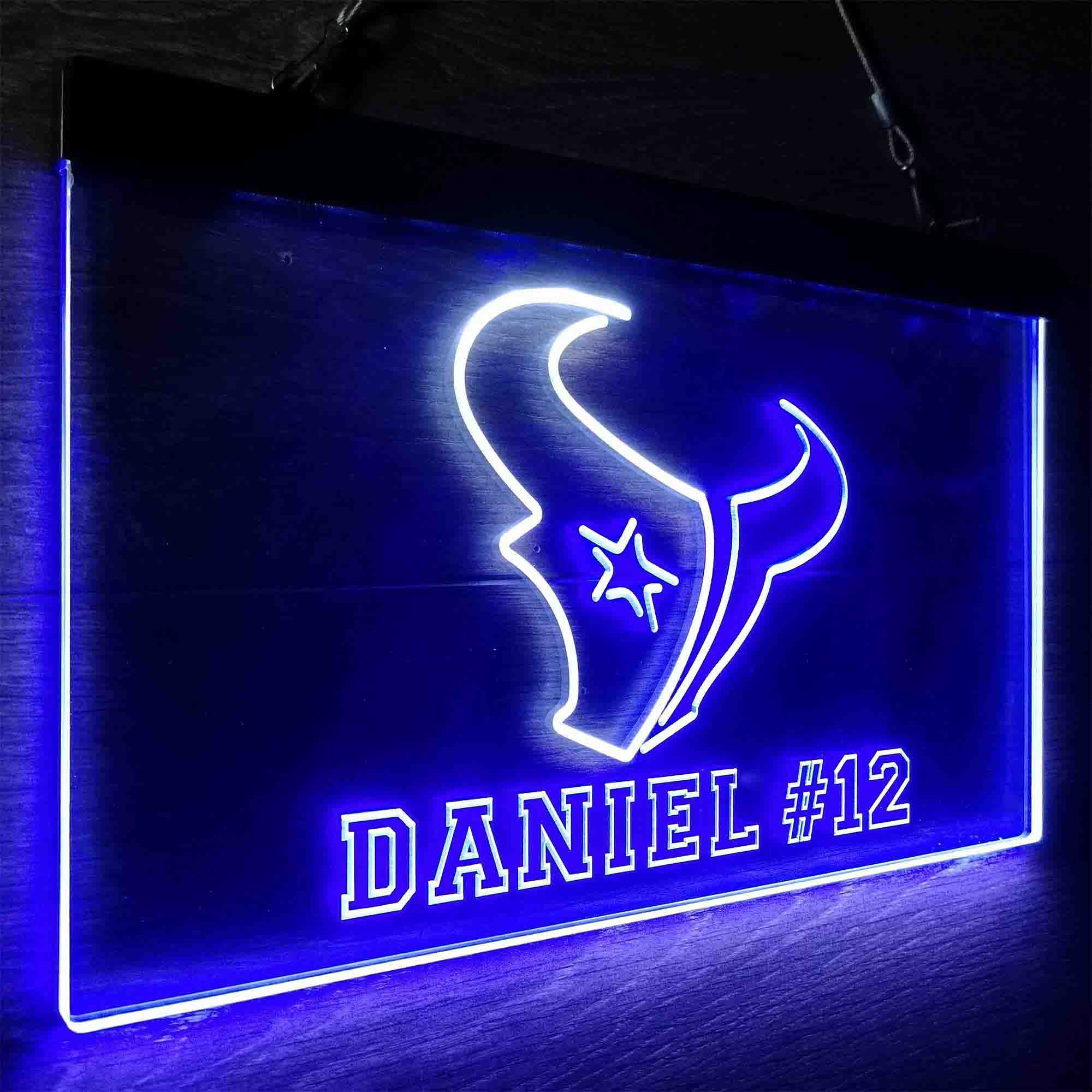 Personalized Houston Texans Team Number Neon-Like LED Sign - ProLedSign