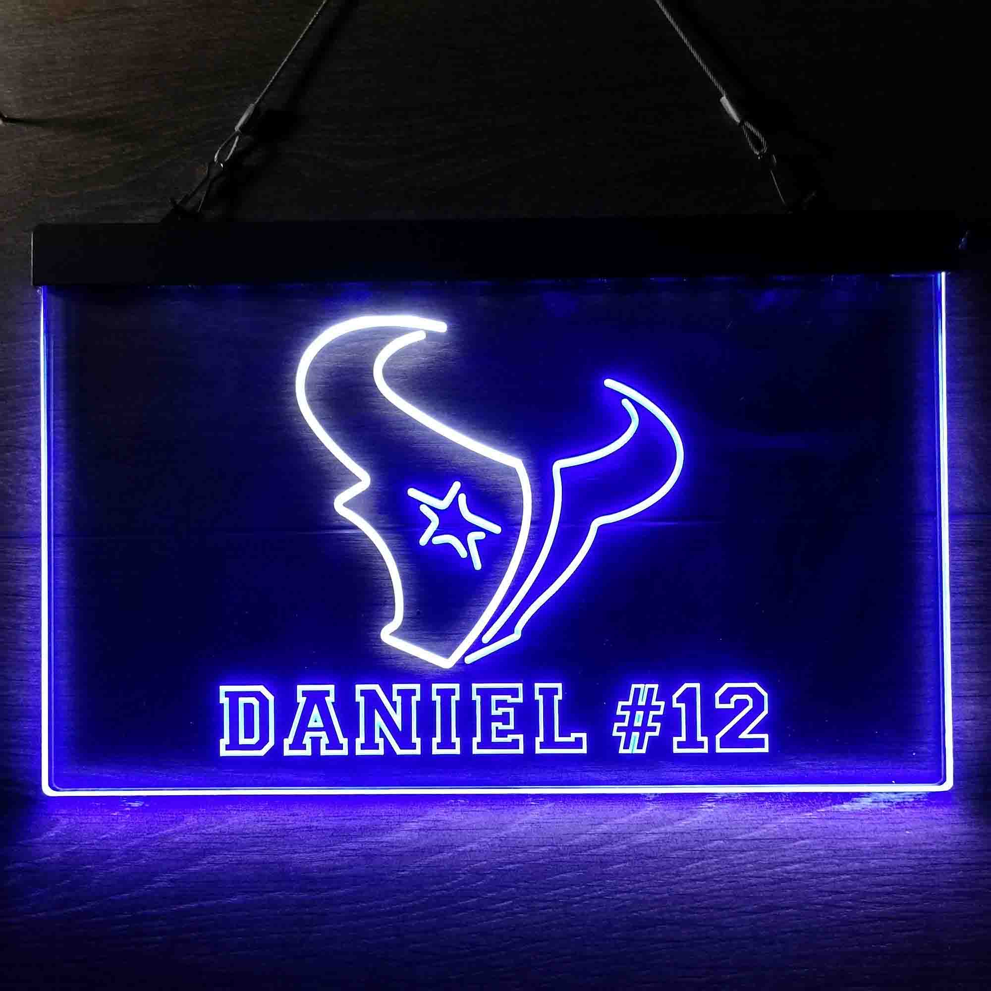 Personalized Houston Texans Team Number Neon-Like LED Sign - ProLedSign