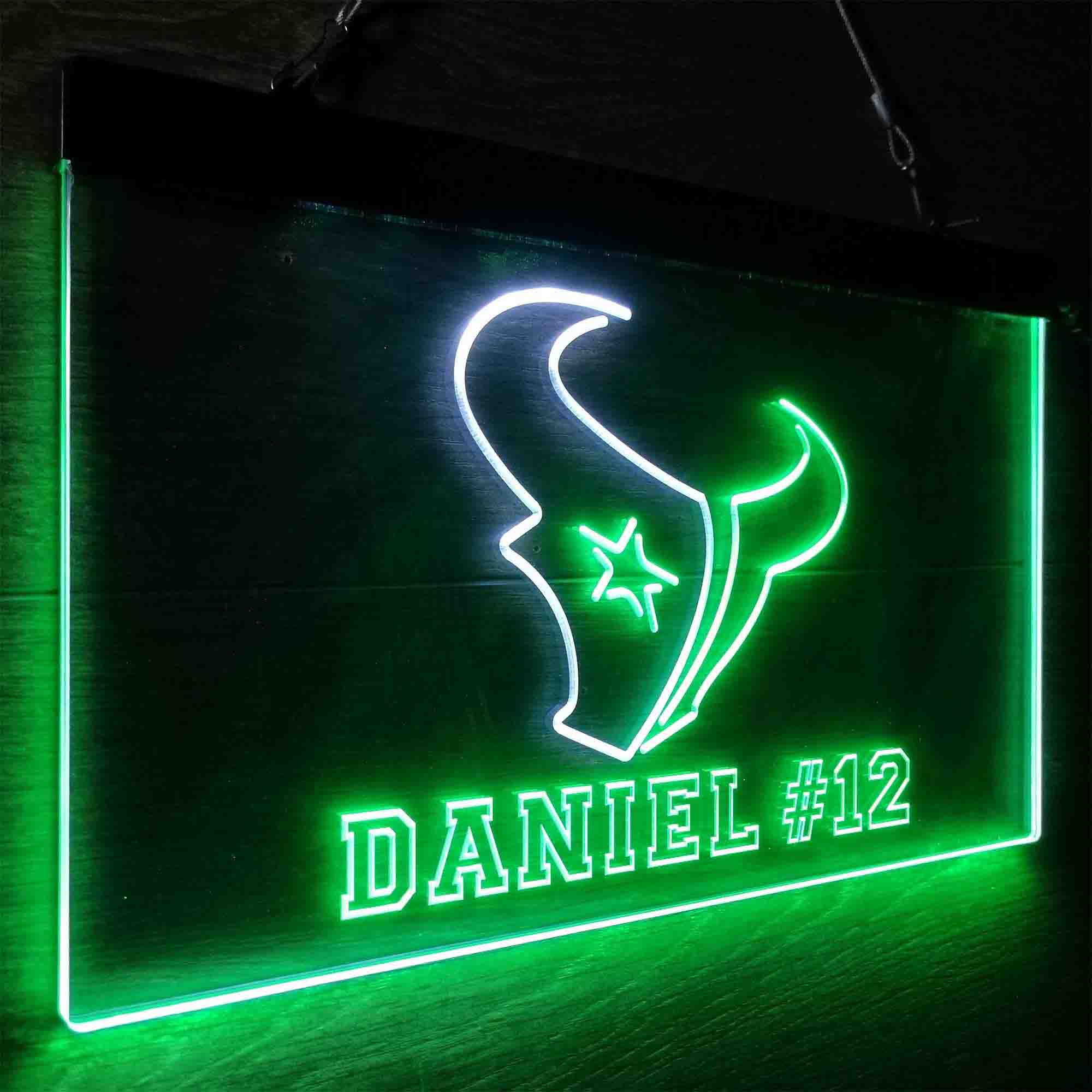 Personalized Houston Texans Team Number Neon-Like LED Sign - ProLedSign