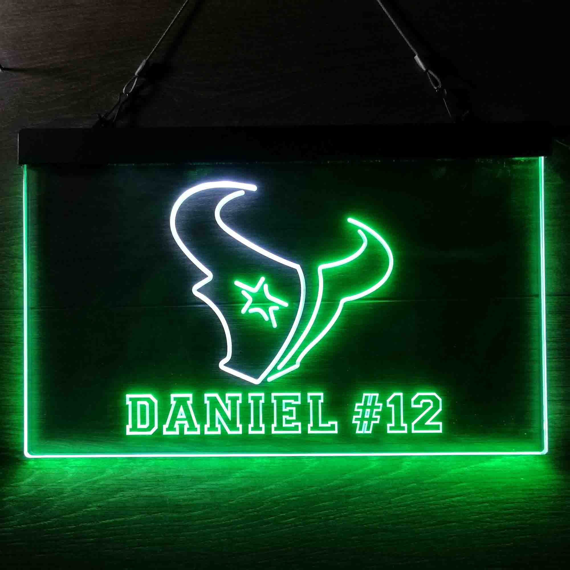 Personalized Houston Texans Team Number Neon-Like LED Sign - ProLedSign