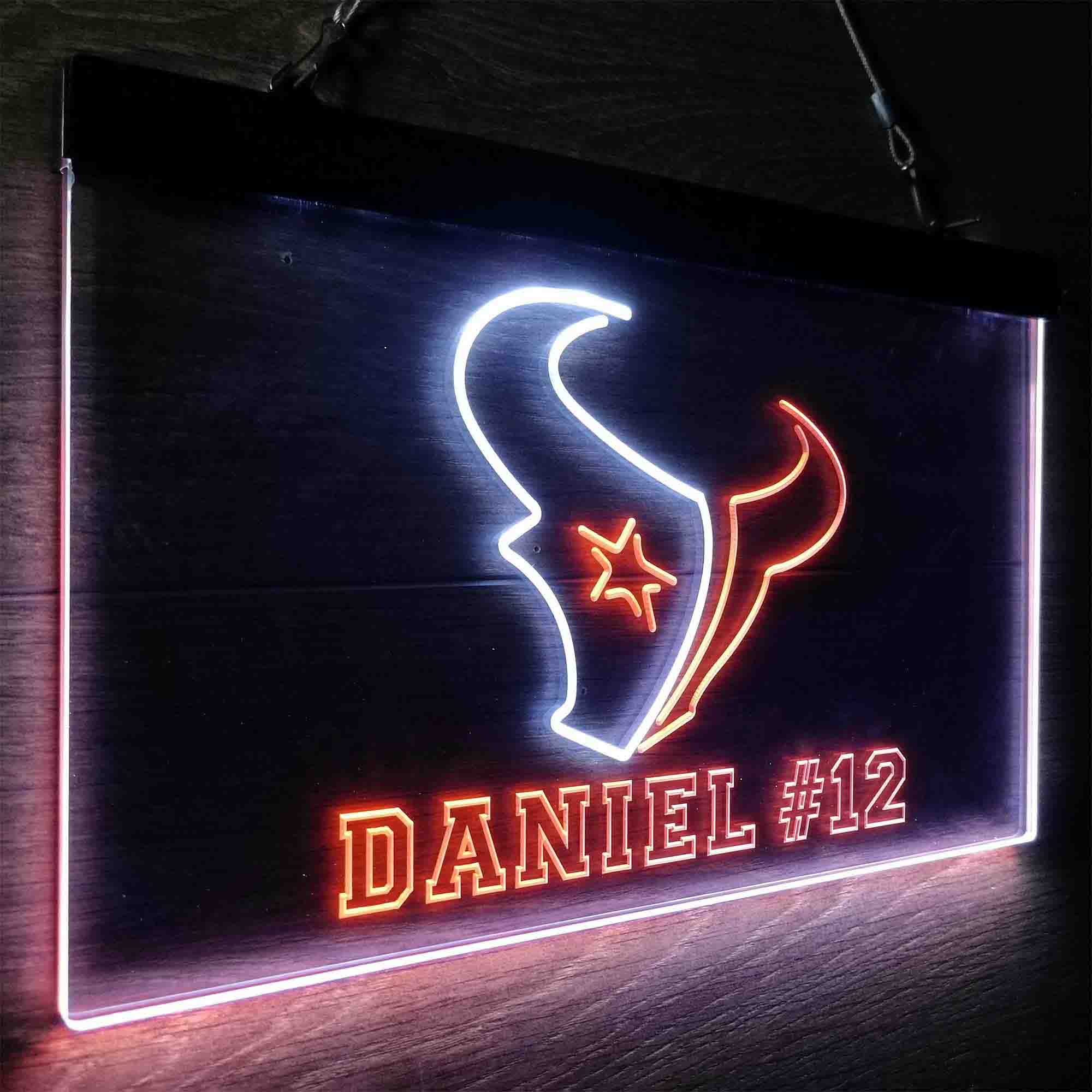 Personalized Houston Texans Team Number Neon-Like LED Sign - ProLedSign