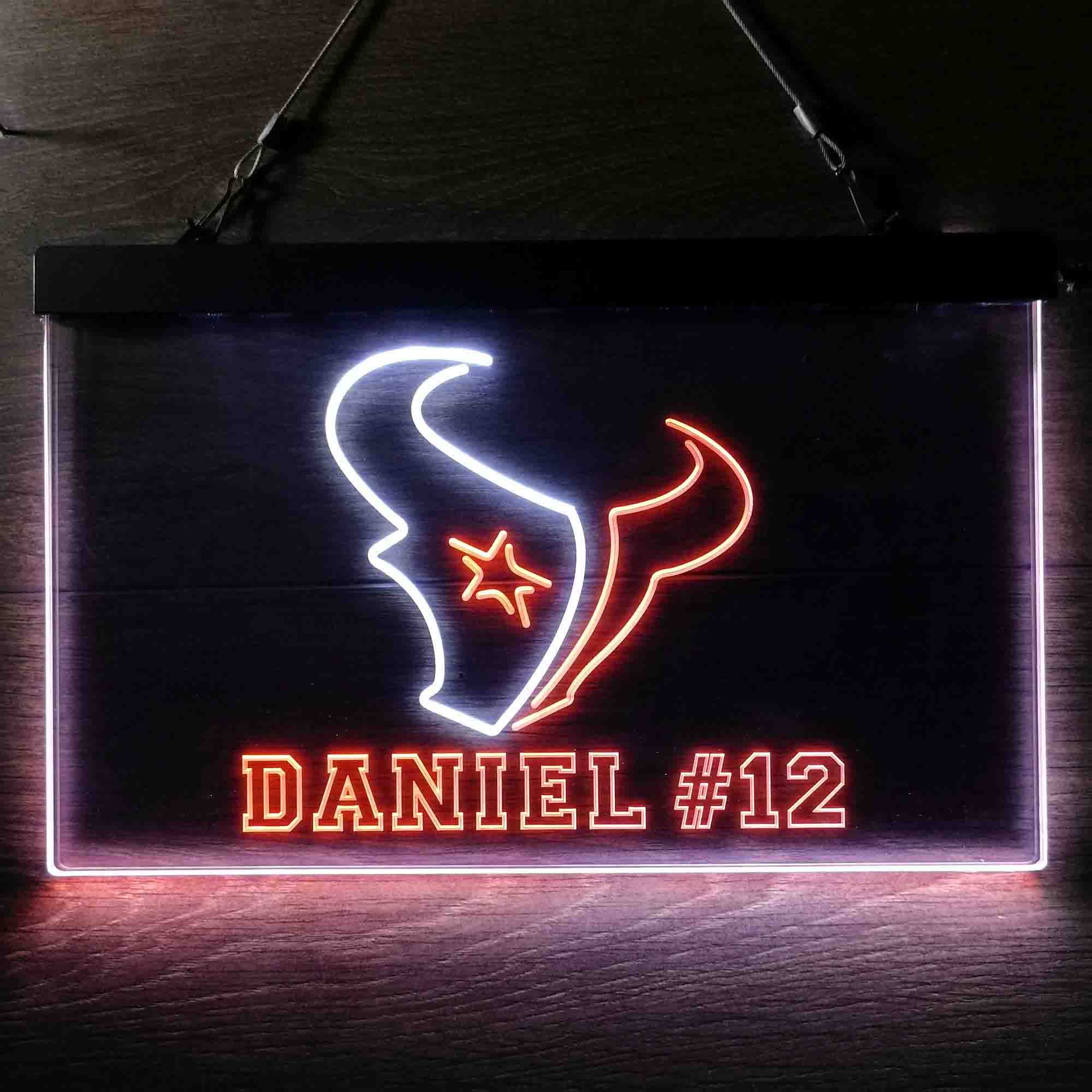 Personalized Houston Texans Team Number Neon-Like LED Sign - ProLedSign