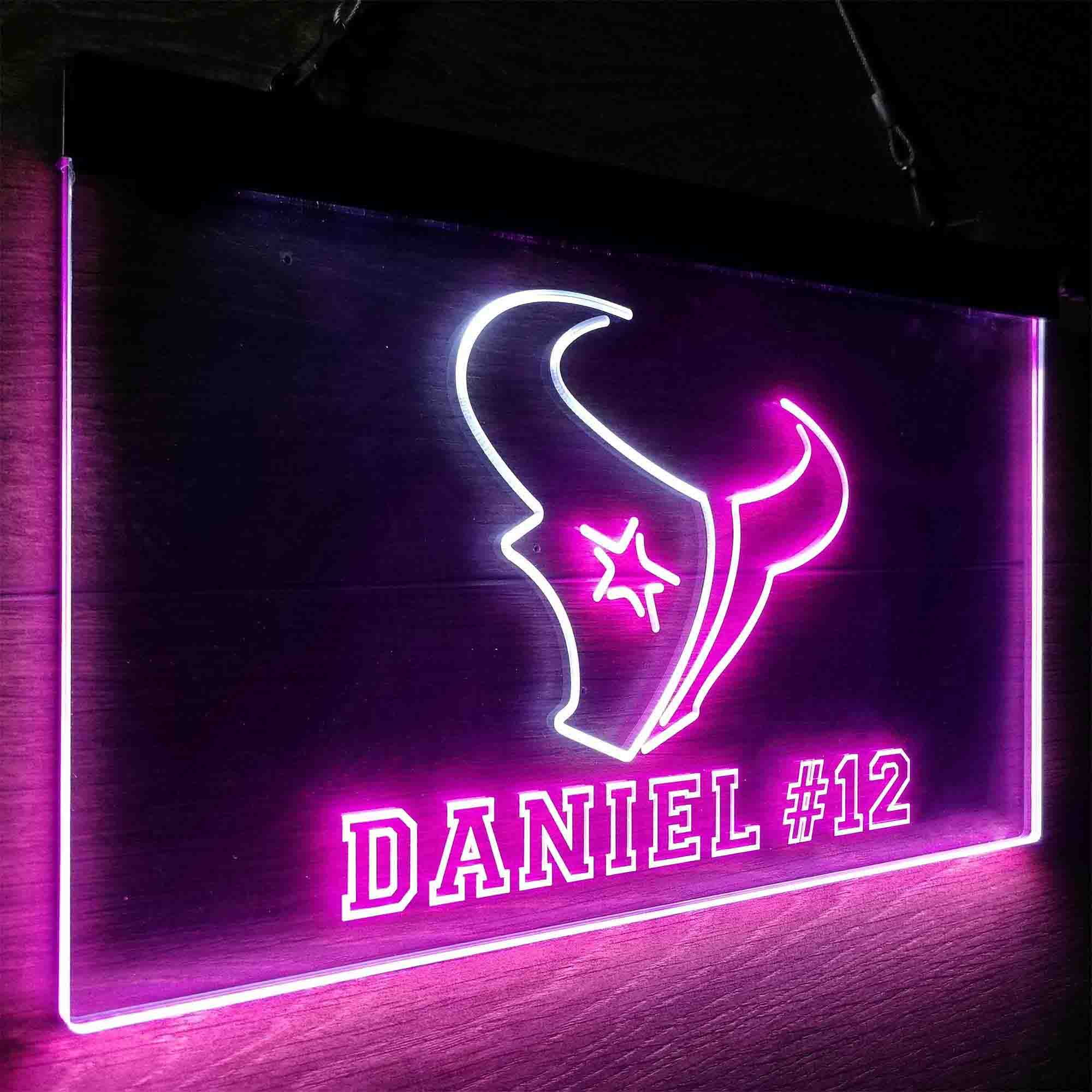 Personalized Houston Texans Team Number Neon-Like LED Sign - ProLedSign