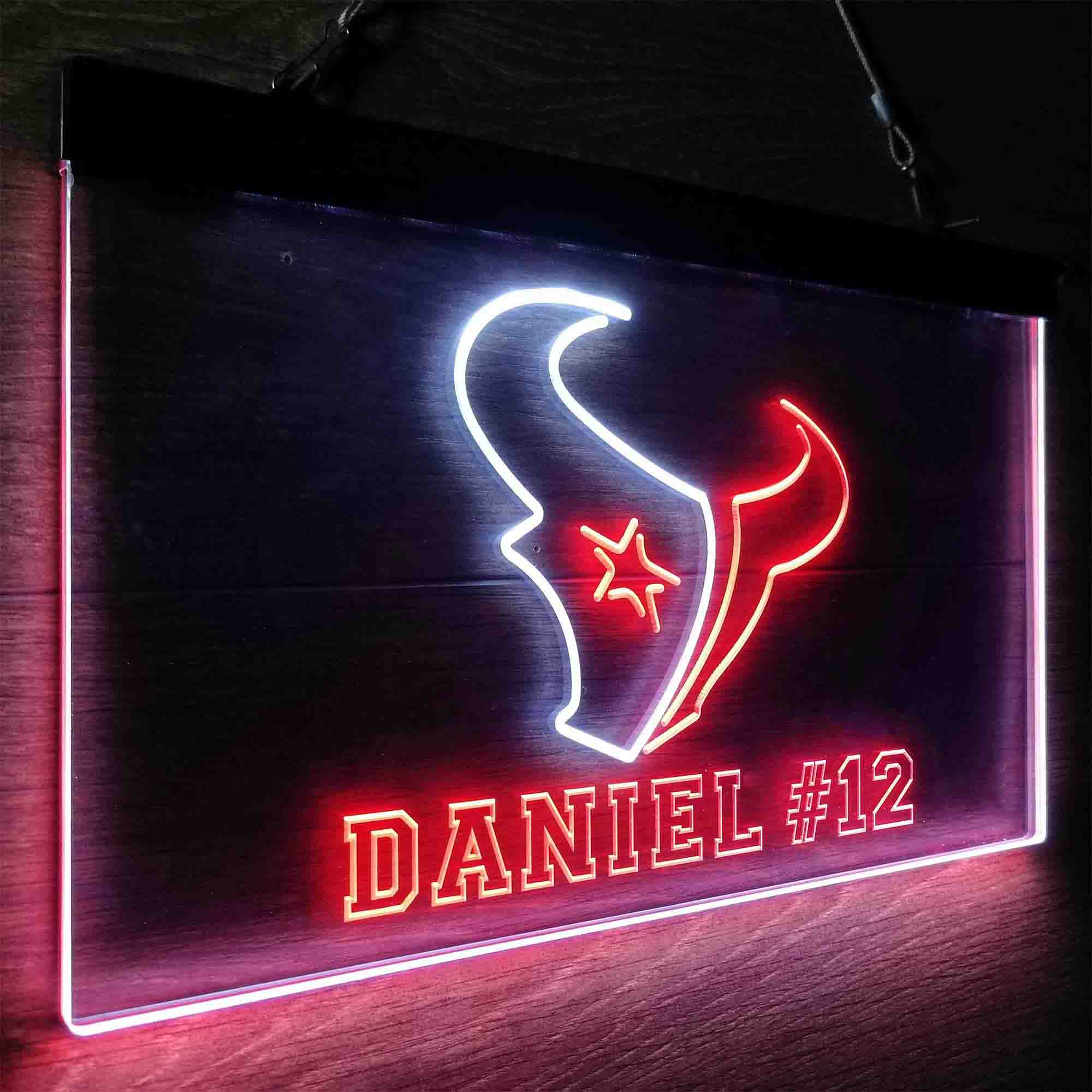 Personalized Houston Texans Team Number Neon-Like LED Sign - ProLedSign