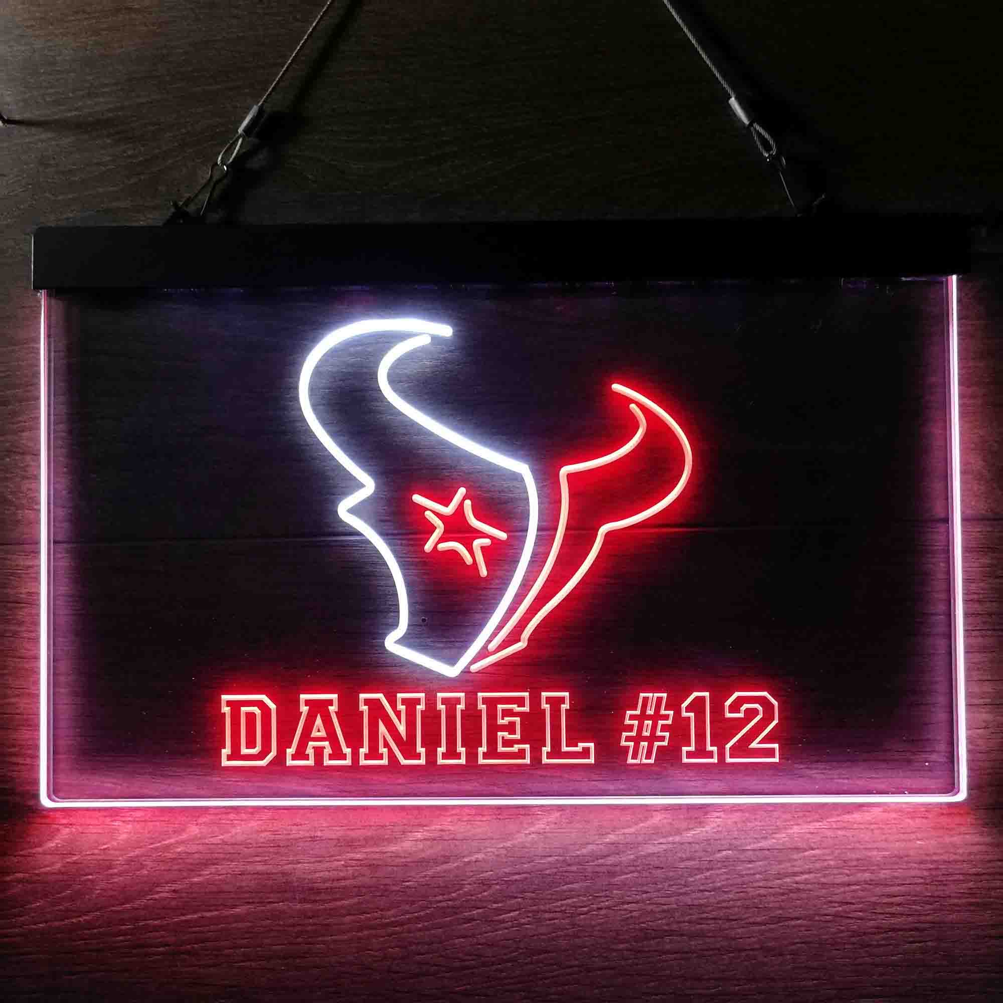 Personalized Houston Texans Team Number Neon-Like LED Sign - ProLedSign