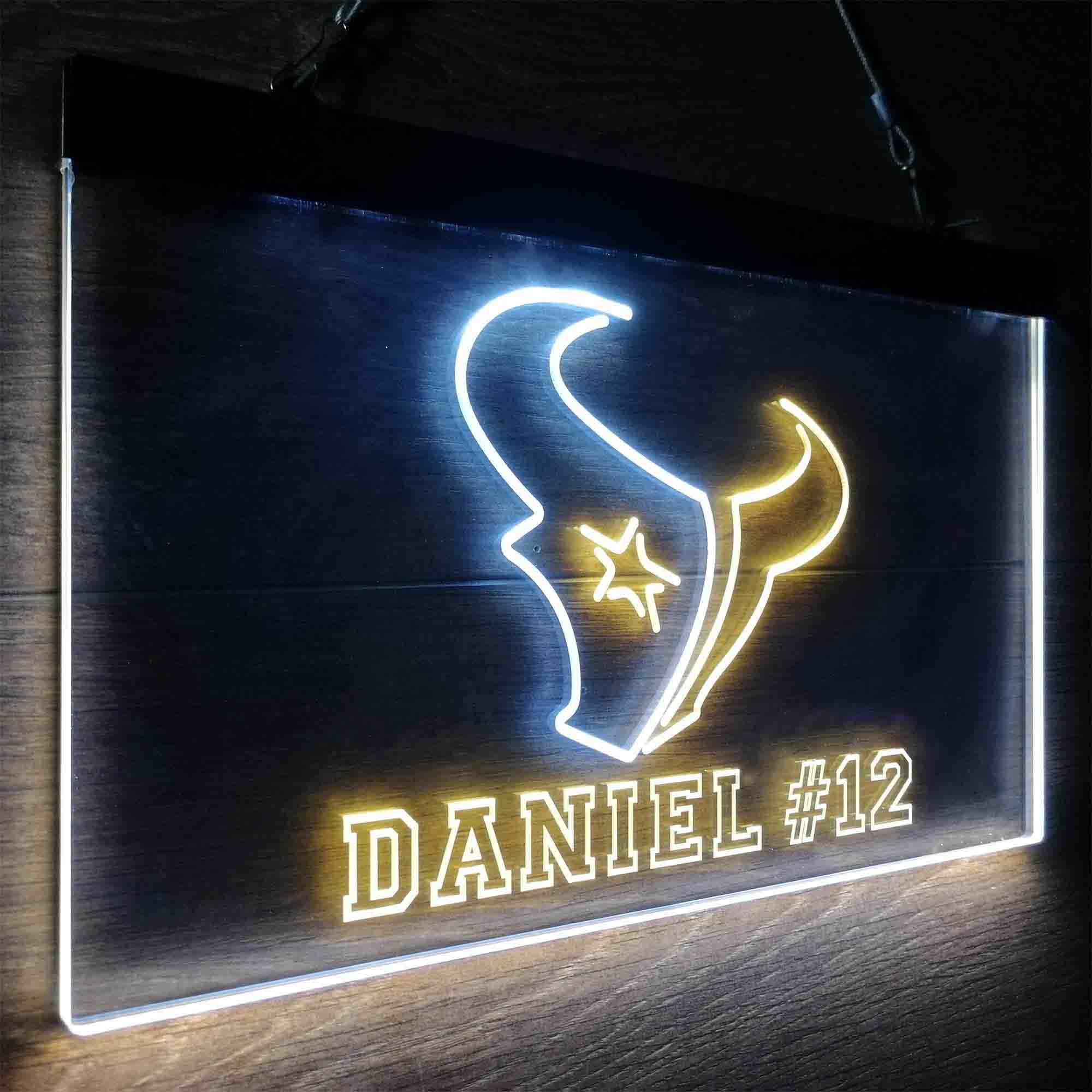 Personalized Houston Texans Team Number Neon-Like LED Sign - ProLedSign