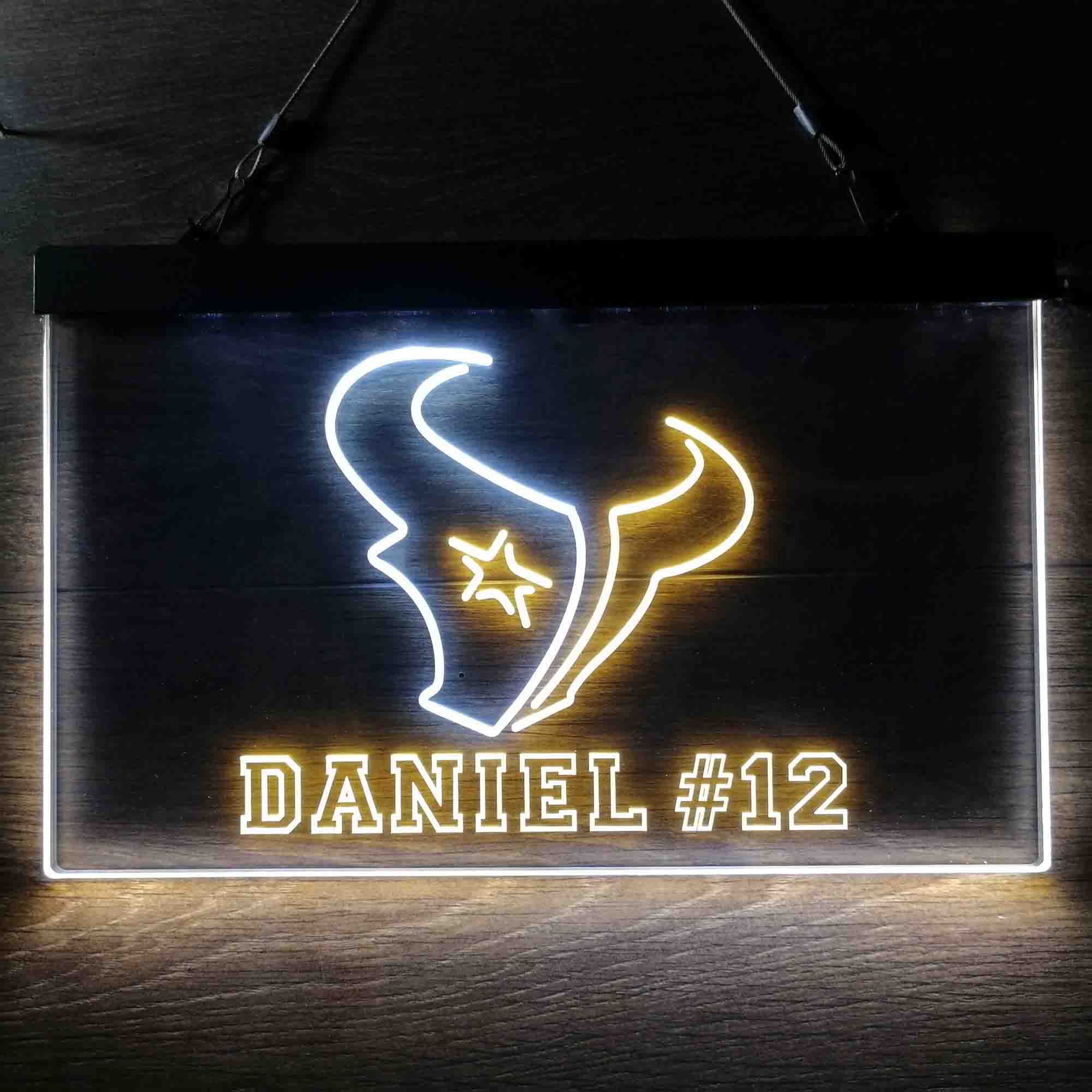 Personalized Houston Texans Team Number Neon-Like LED Sign - ProLedSign