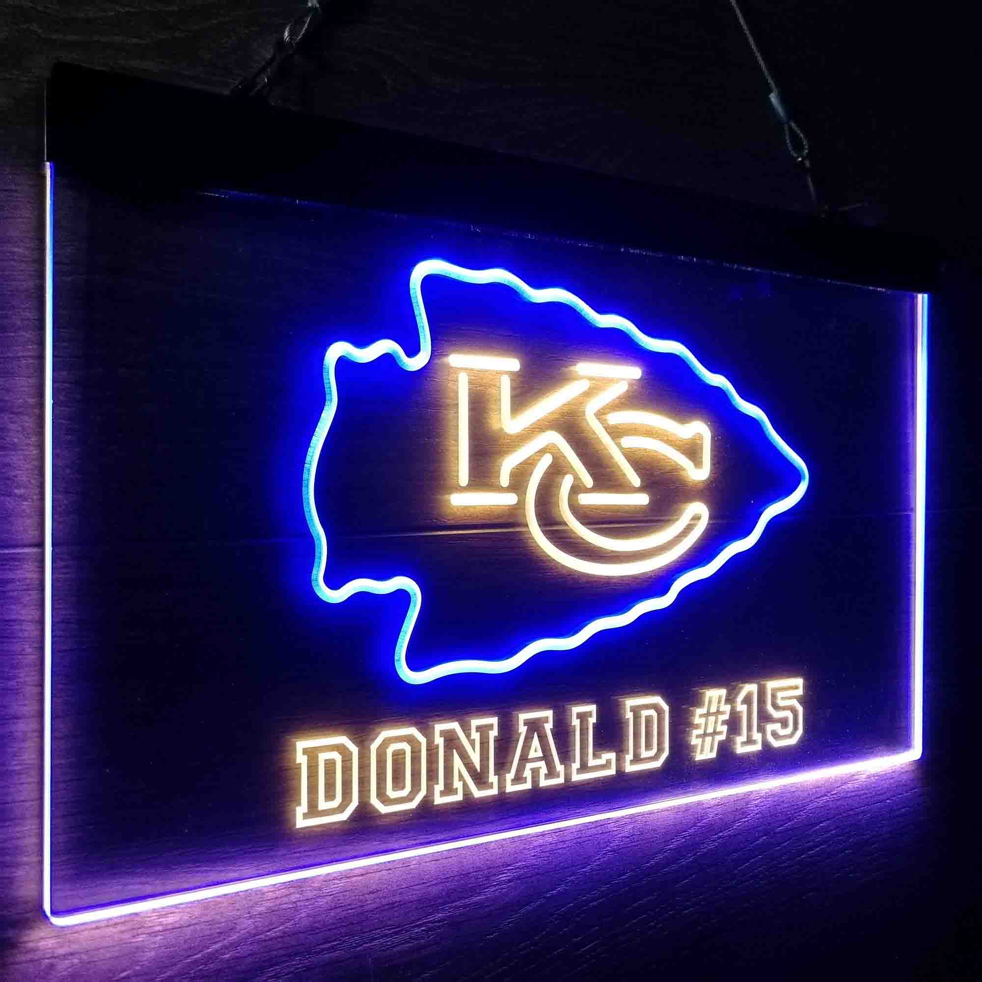 Personalized Kansas City Chiefs Team Number Neon-Like LED Sign - ProLedSign