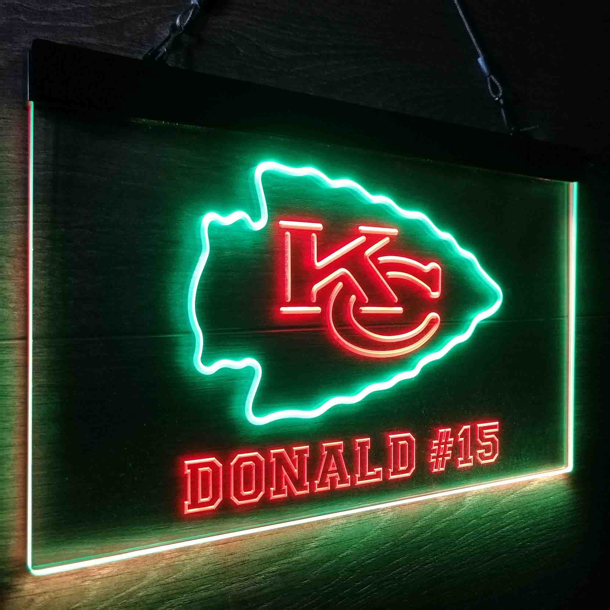 Personalized Kansas City Chiefs Team Number Neon-Like LED Sign - ProLedSign