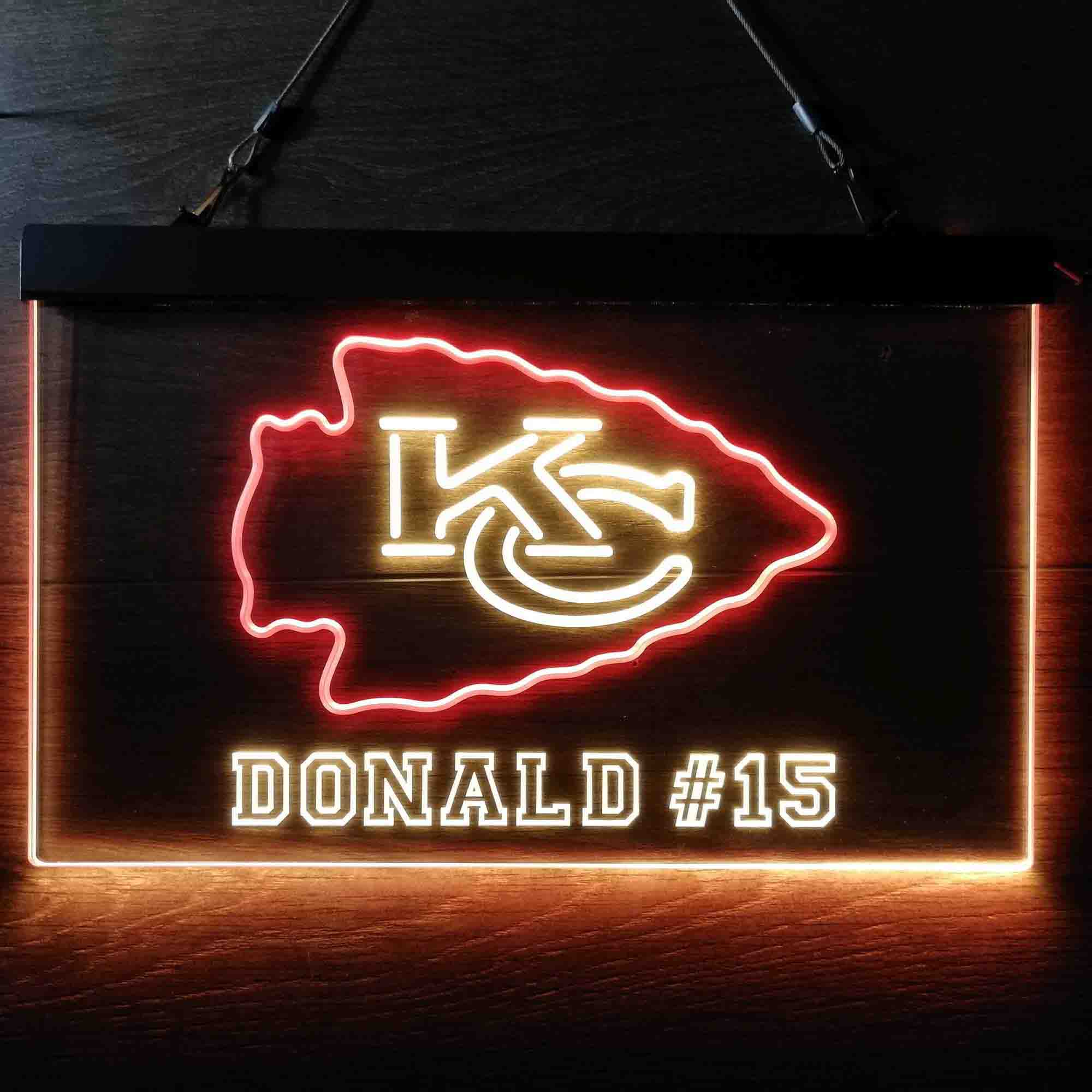 Personalized Kansas City Chiefs Team Number Neon-Like LED Sign - ProLedSign