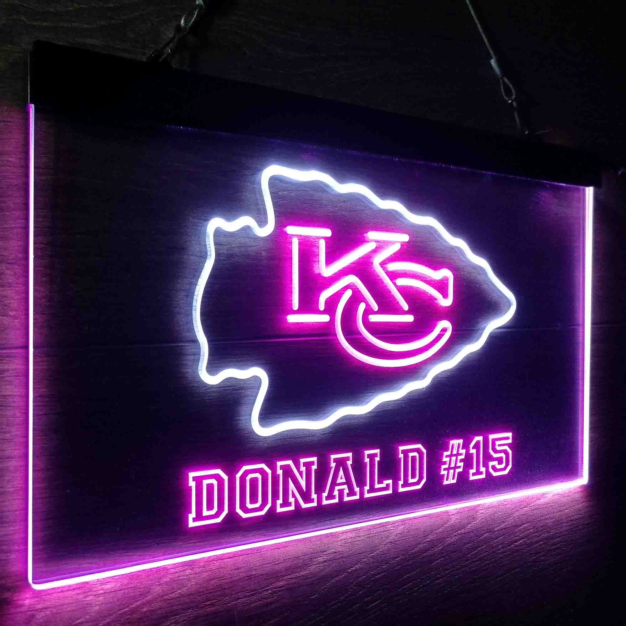 Personalized Kansas City Chiefs Team Number Neon-Like LED Sign - ProLedSign