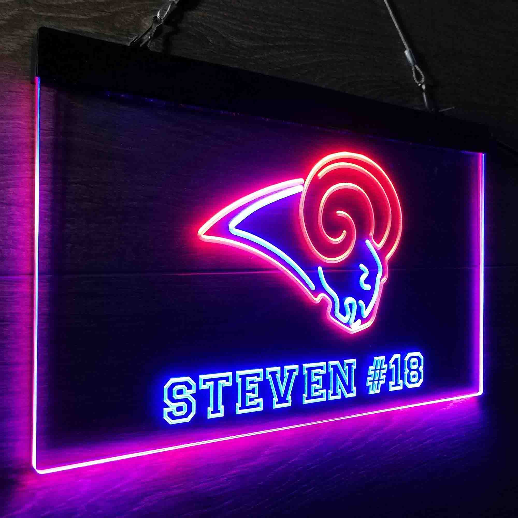 Personalized Los Angeles Rams Team Number Neon-Like LED Sign - ProLedSign