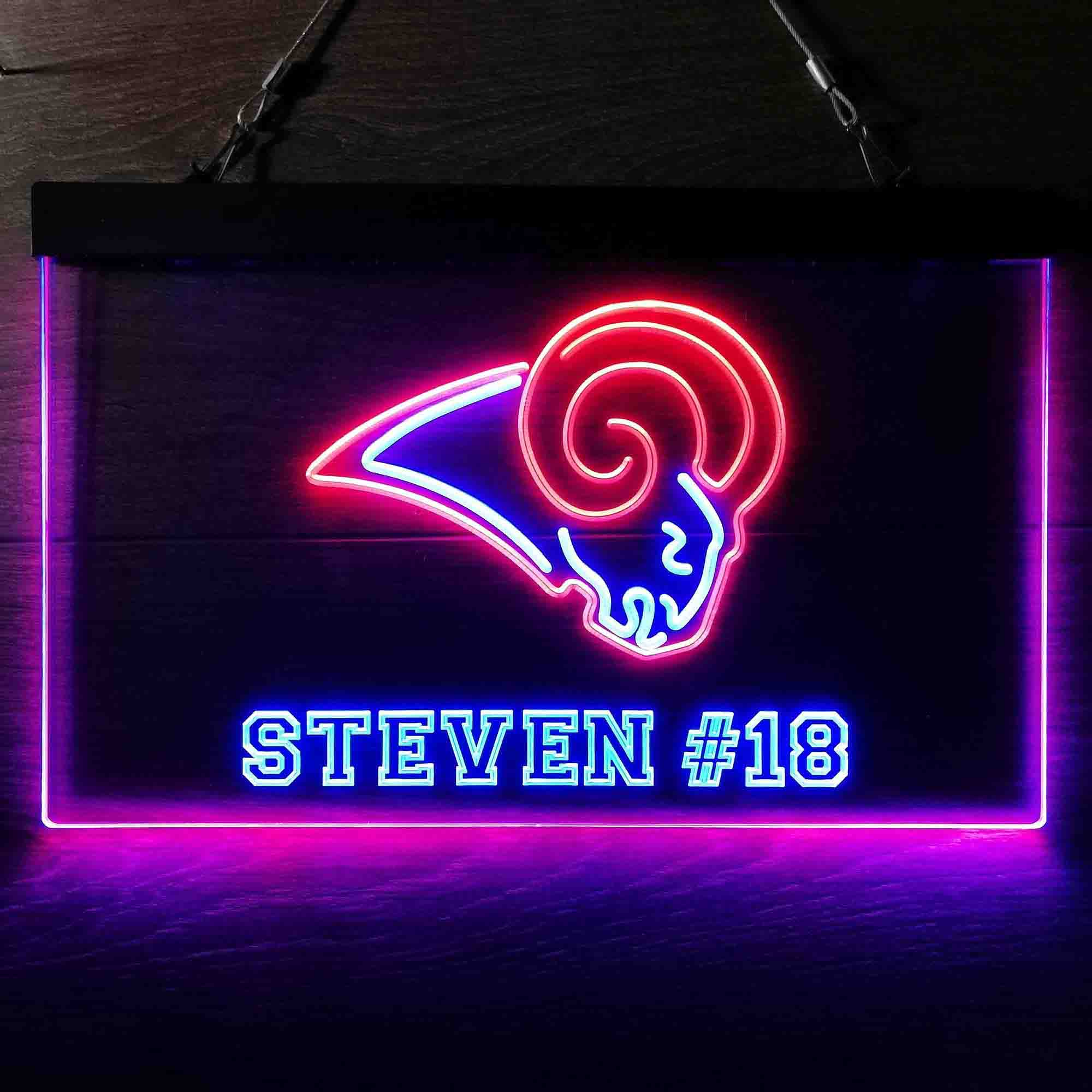 Personalized Los Angeles Rams Team Number Neon-Like LED Sign - ProLedSign