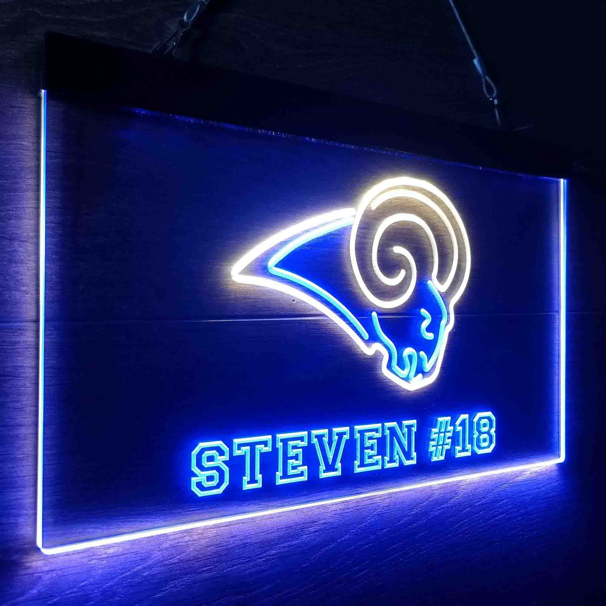 Personalized Los Angeles Rams Team Number Neon-Like LED Sign - ProLedSign