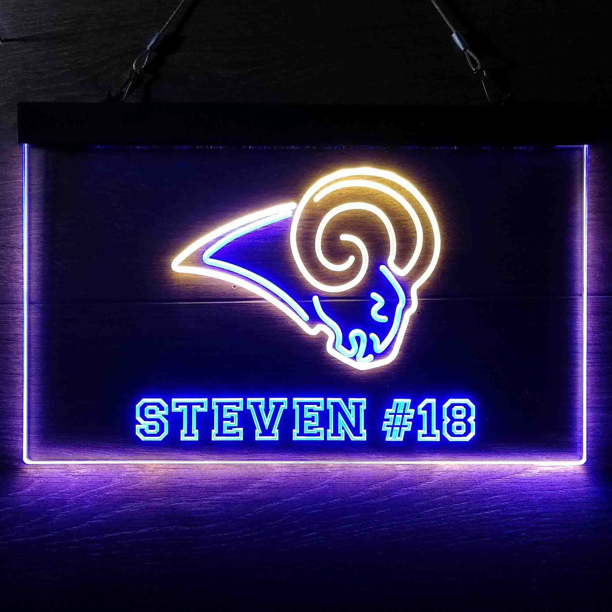 Personalized Los Angeles Rams Team Number Neon-Like LED Sign - ProLedSign