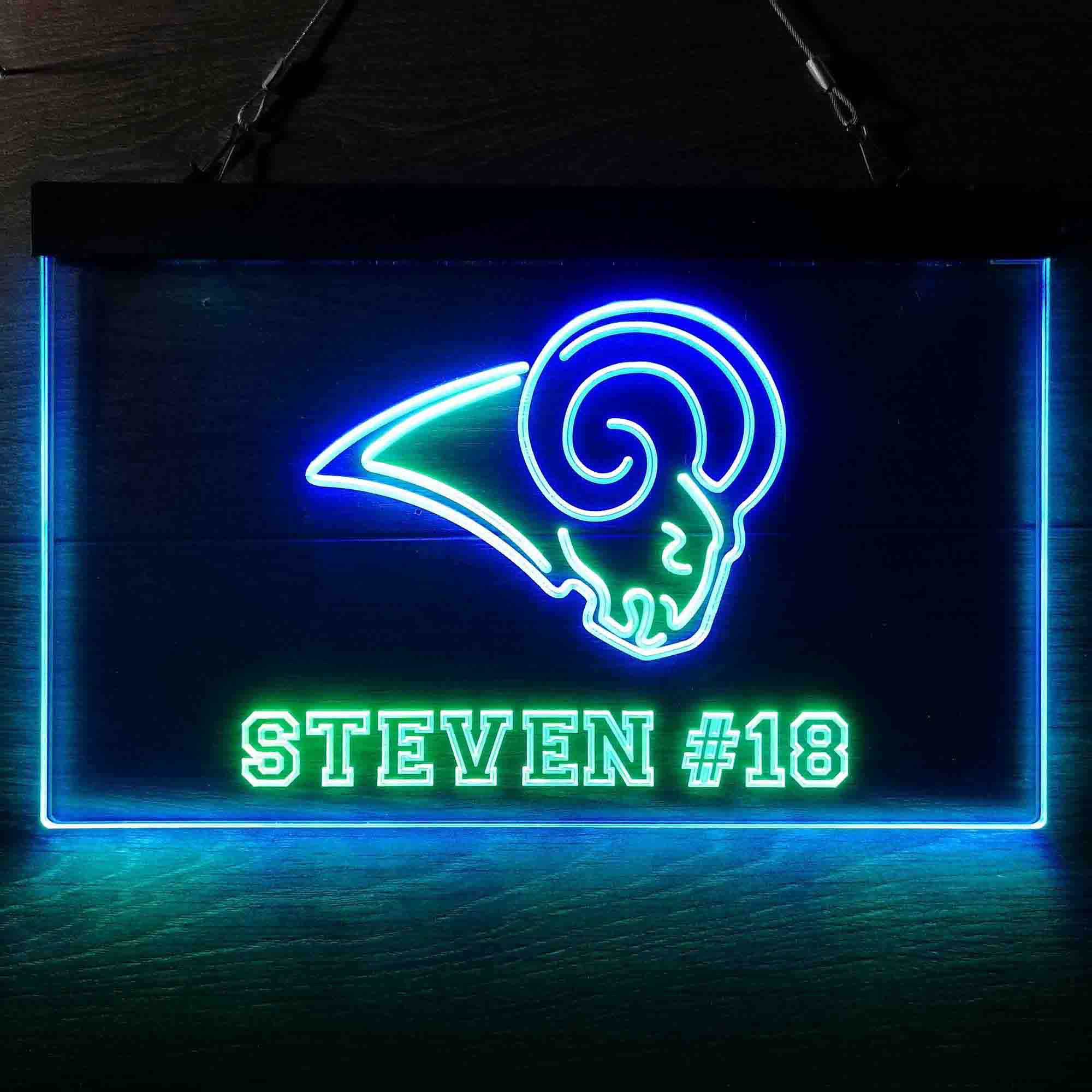 Personalized Los Angeles Rams Team Number Neon-Like LED Sign - ProLedSign