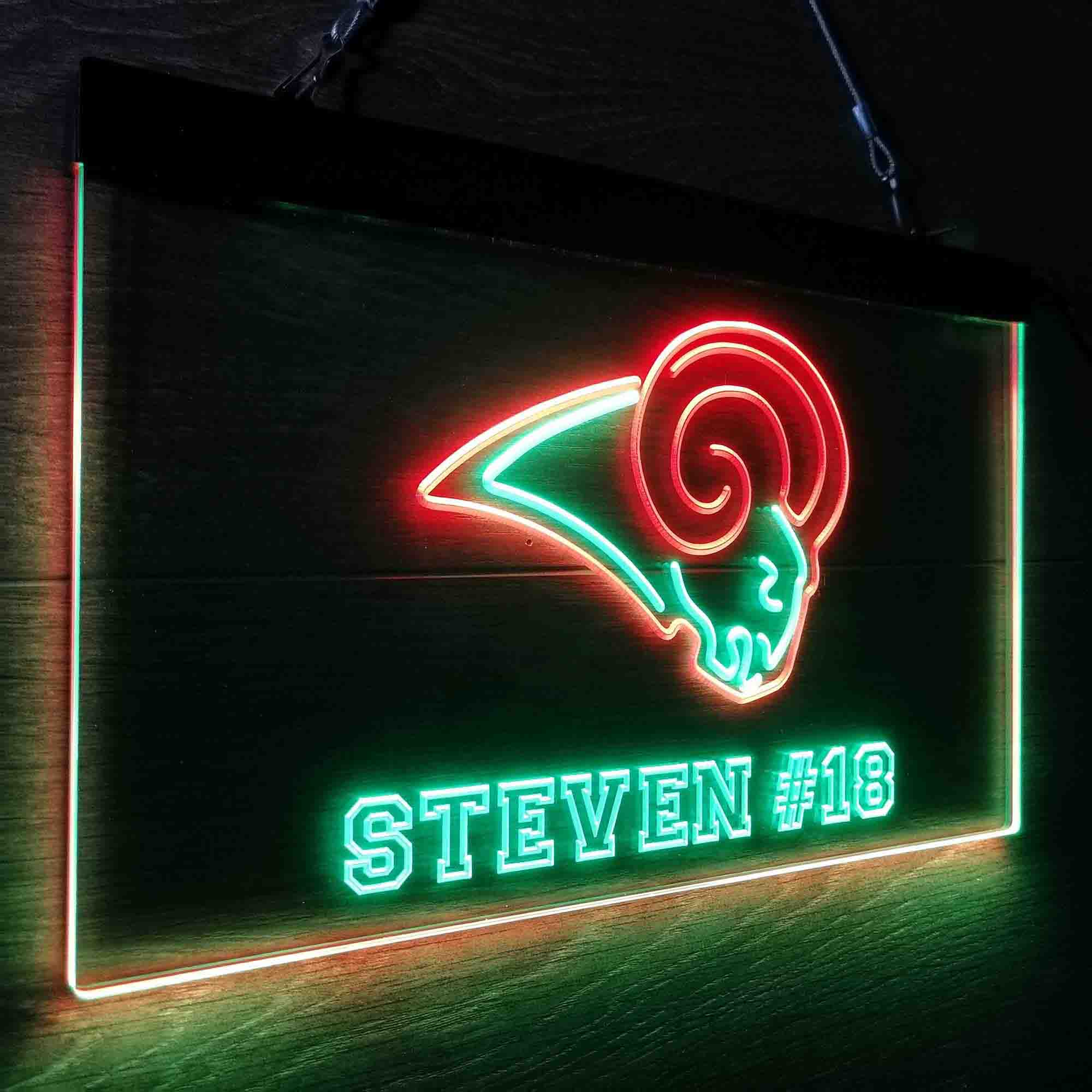 Personalized Los Angeles Rams Team Number Neon-Like LED Sign - ProLedSign