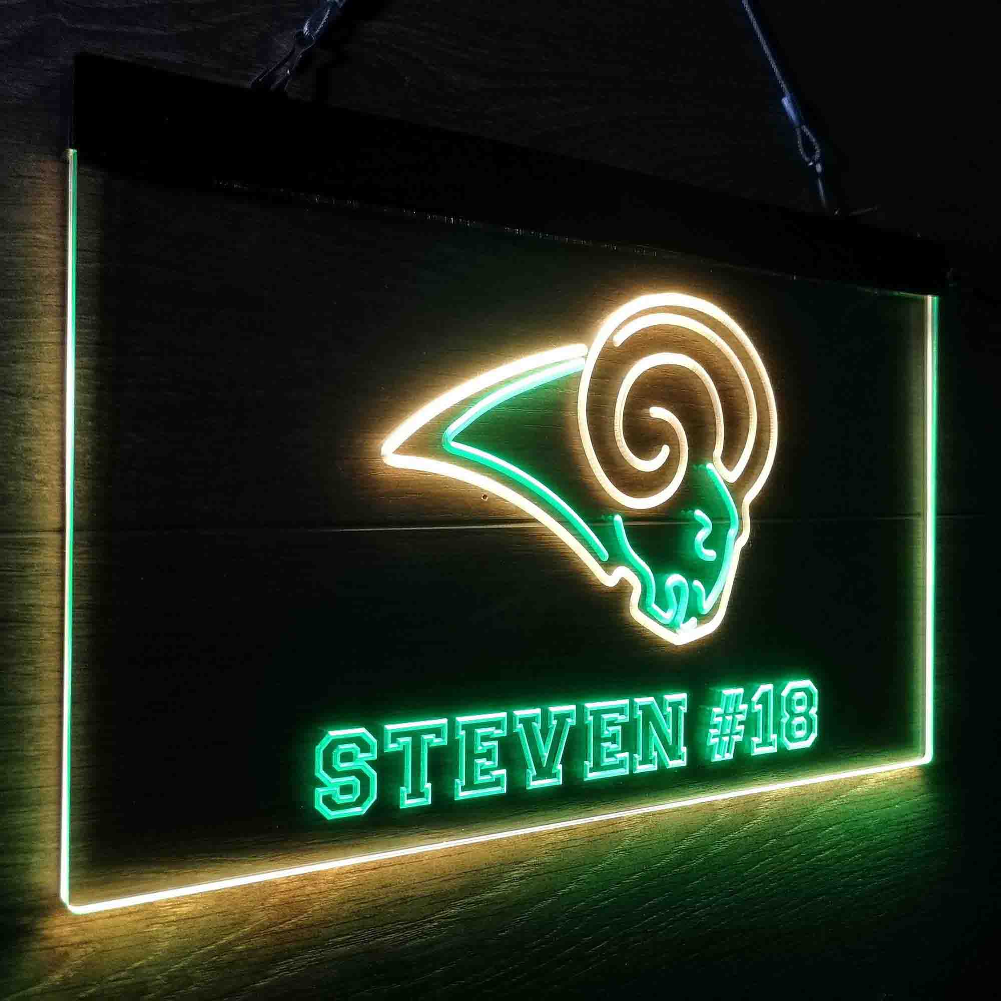 Personalized Los Angeles Rams Team Number Neon-Like LED Sign - ProLedSign