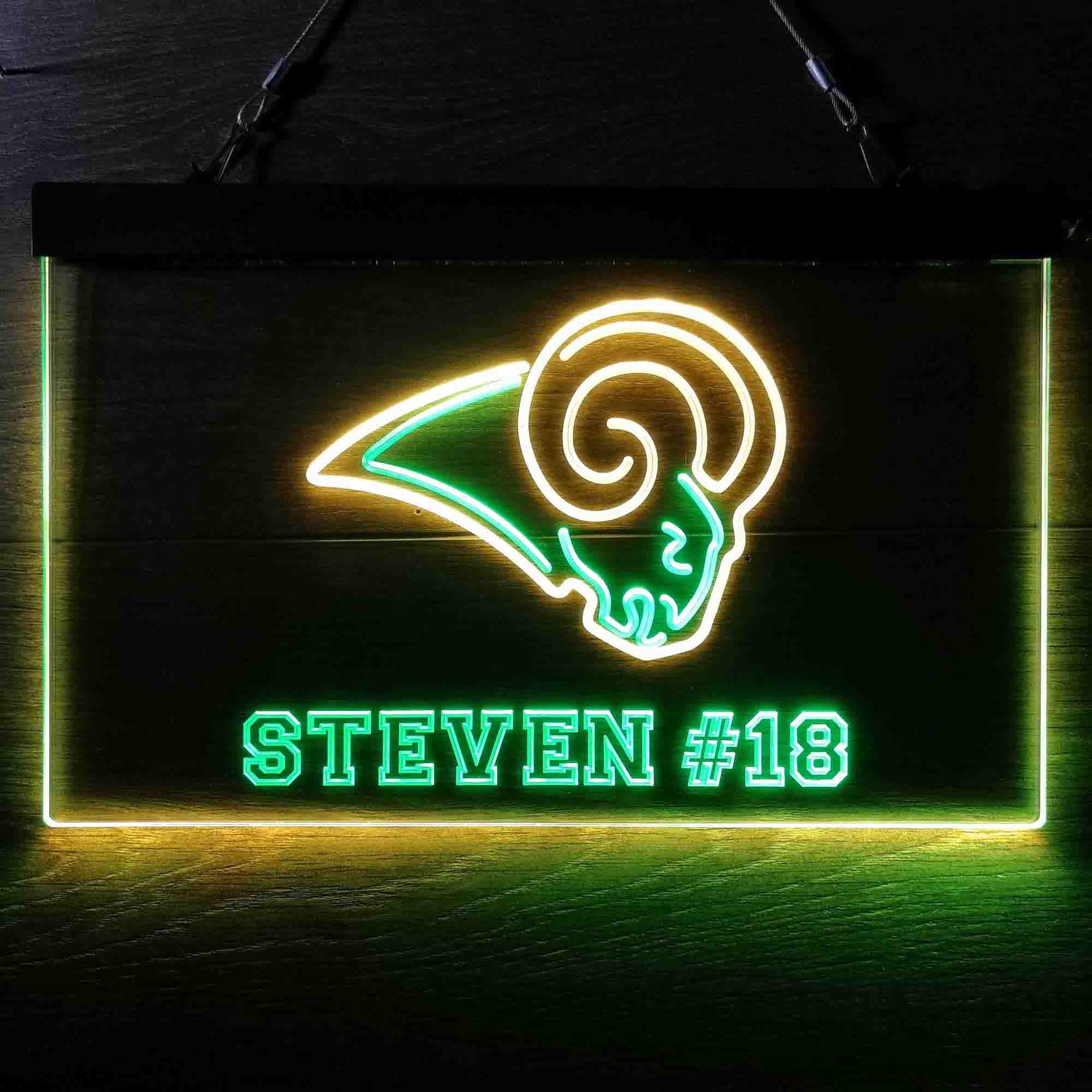 Personalized Los Angeles Rams Team Number Neon-Like LED Sign - ProLedSign