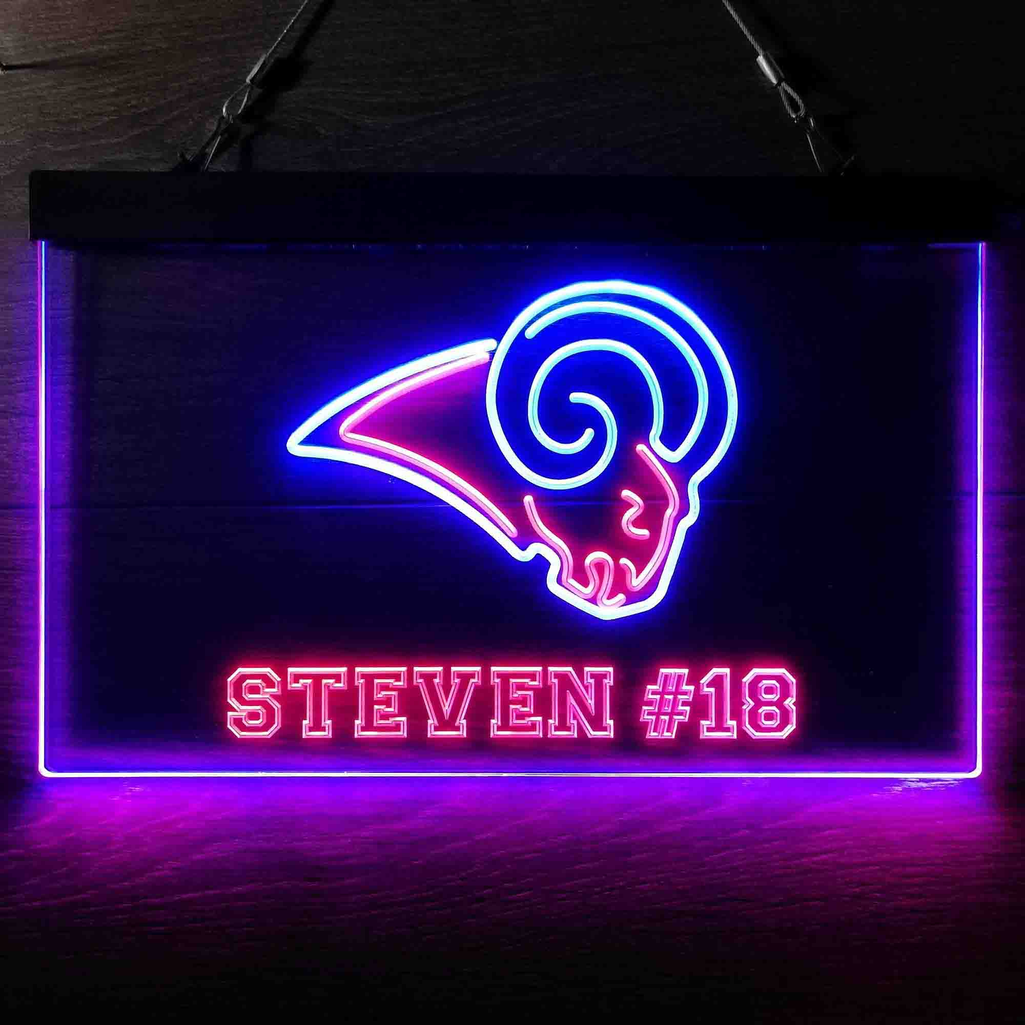 Personalized Los Angeles Rams Team Number Neon-Like LED Sign - ProLedSign