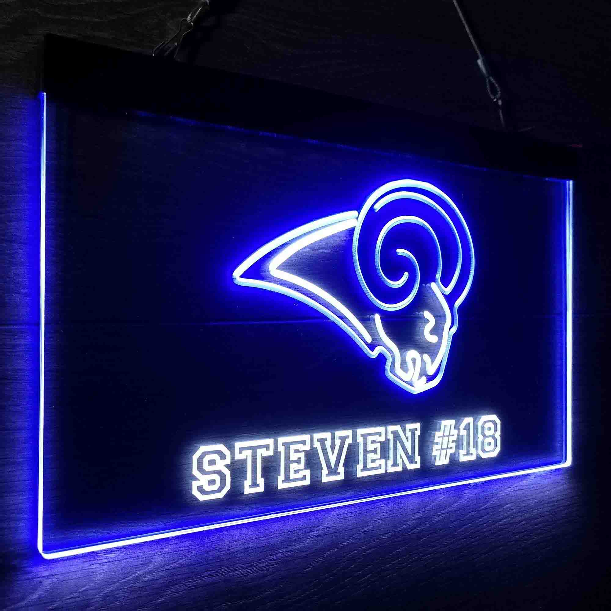 Personalized Los Angeles Rams Team Number Neon-Like LED Sign - ProLedSign