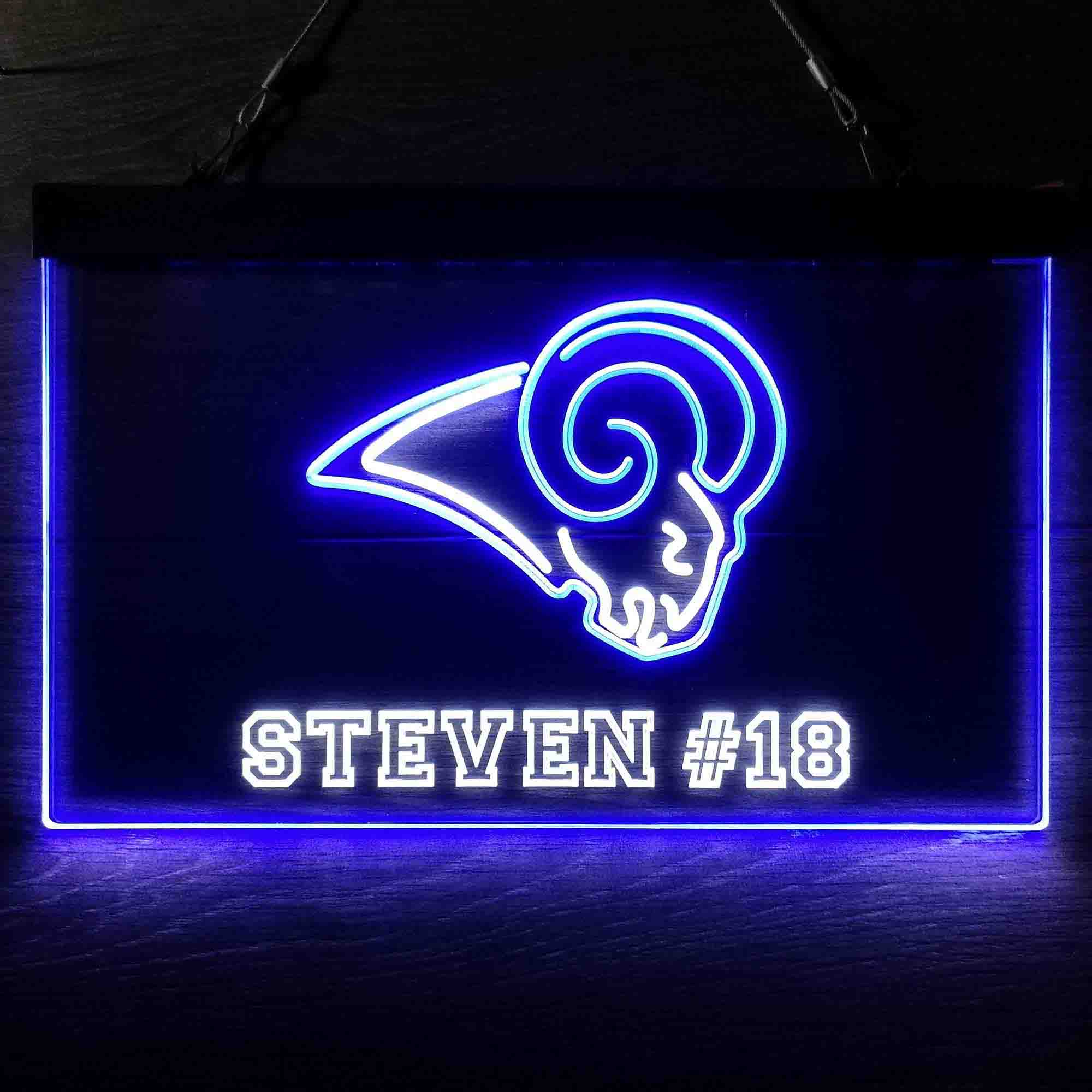 Personalized Los Angeles Rams Team Number Neon-Like LED Sign - ProLedSign