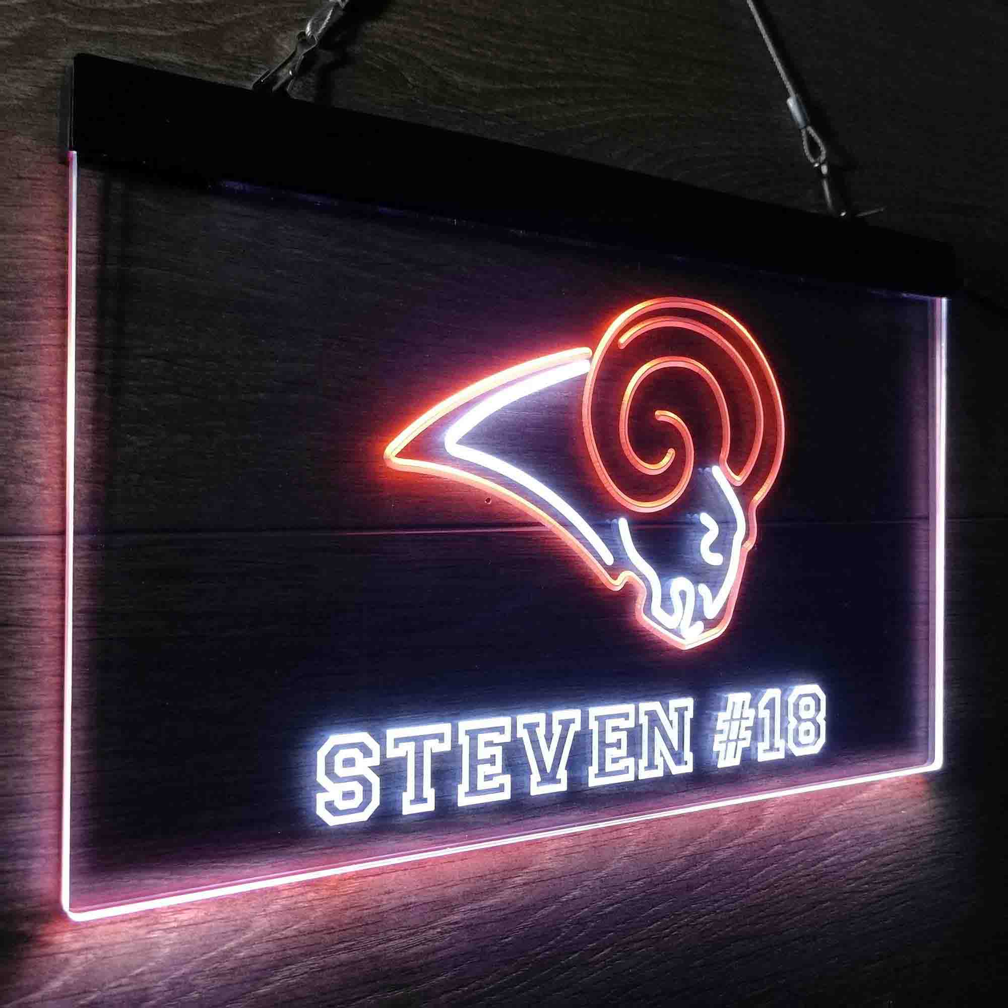 Personalized Los Angeles Rams Team Number Neon-Like LED Sign - ProLedSign