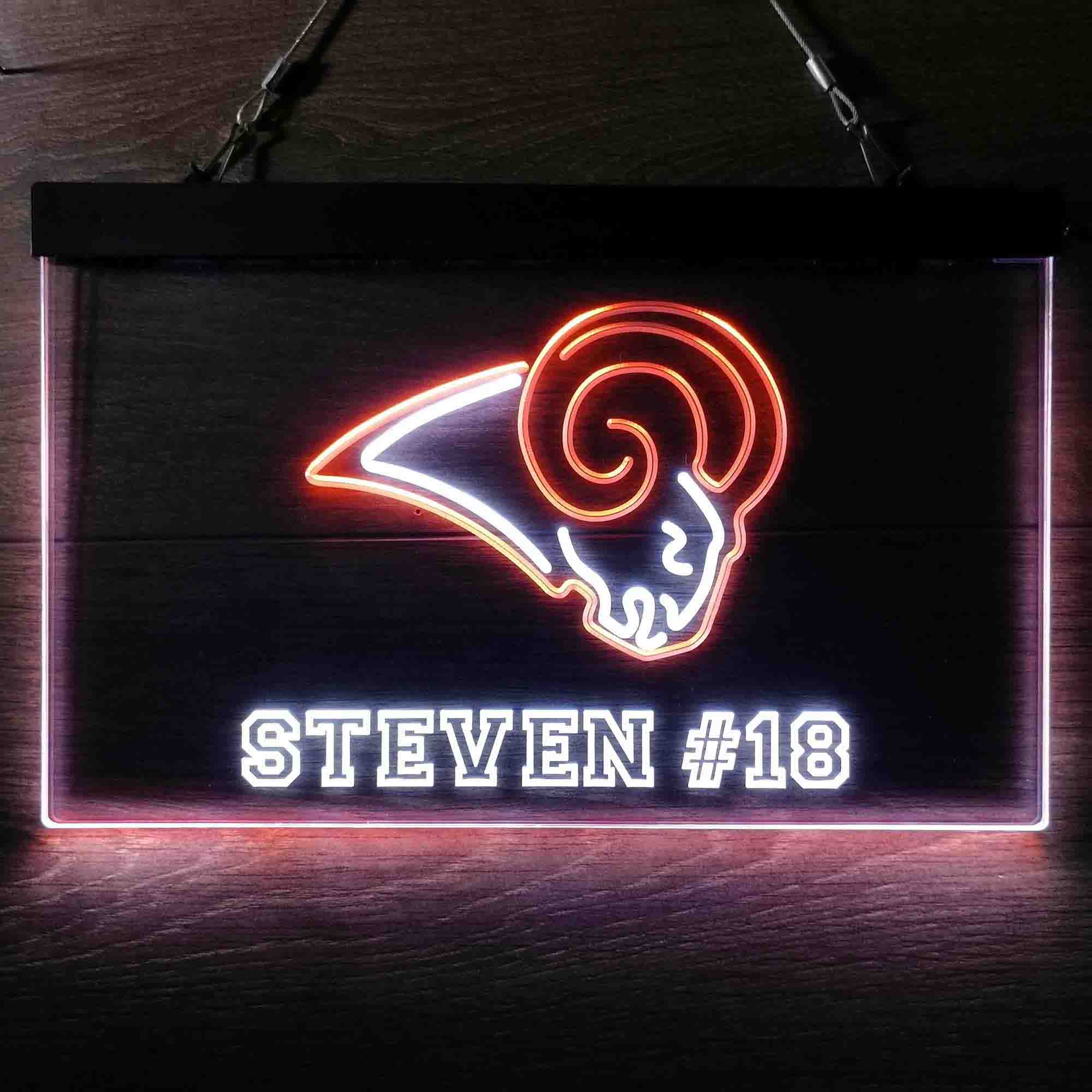 Personalized Los Angeles Rams Team Number Neon-Like LED Sign - ProLedSign