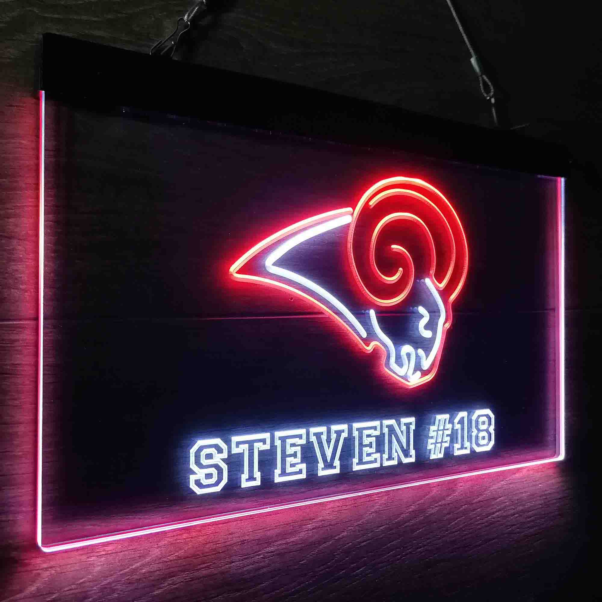 Personalized Los Angeles Rams Team Number Neon-Like LED Sign - ProLedSign