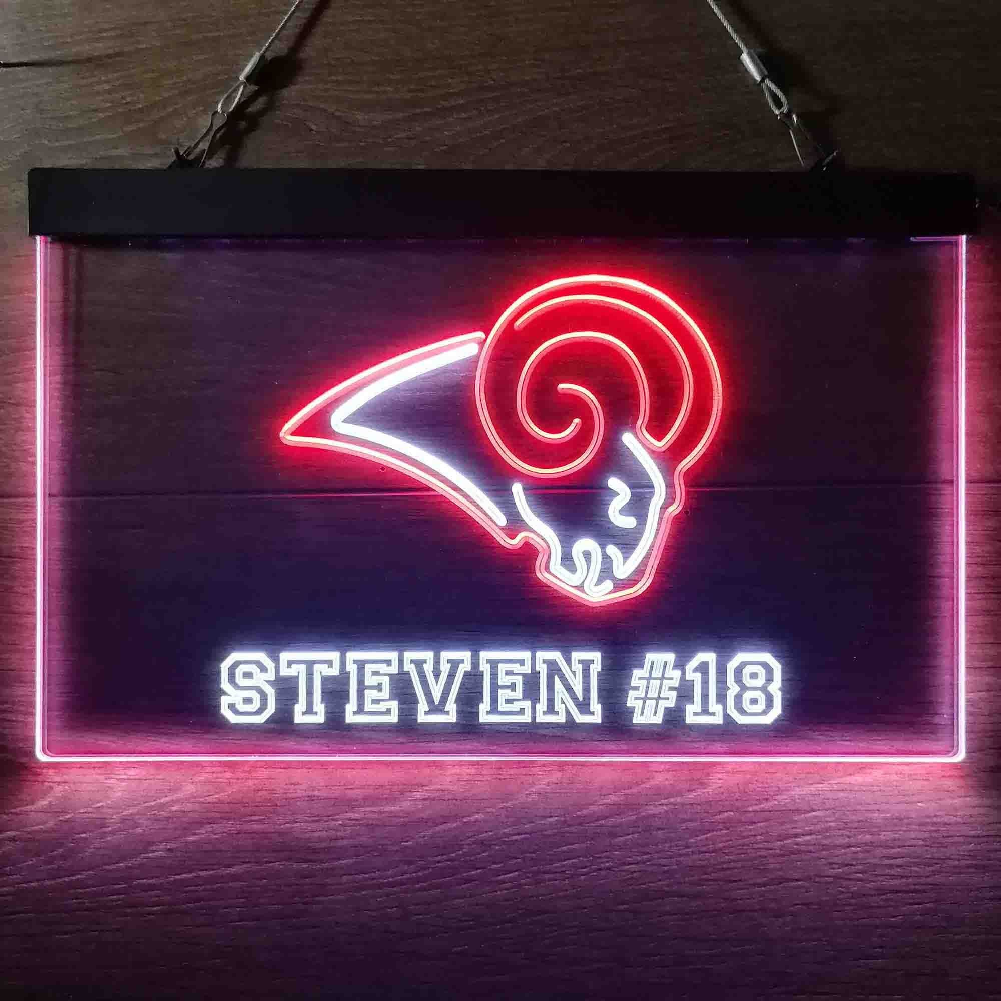 Personalized Los Angeles Rams Team Number Neon-Like LED Sign - ProLedSign