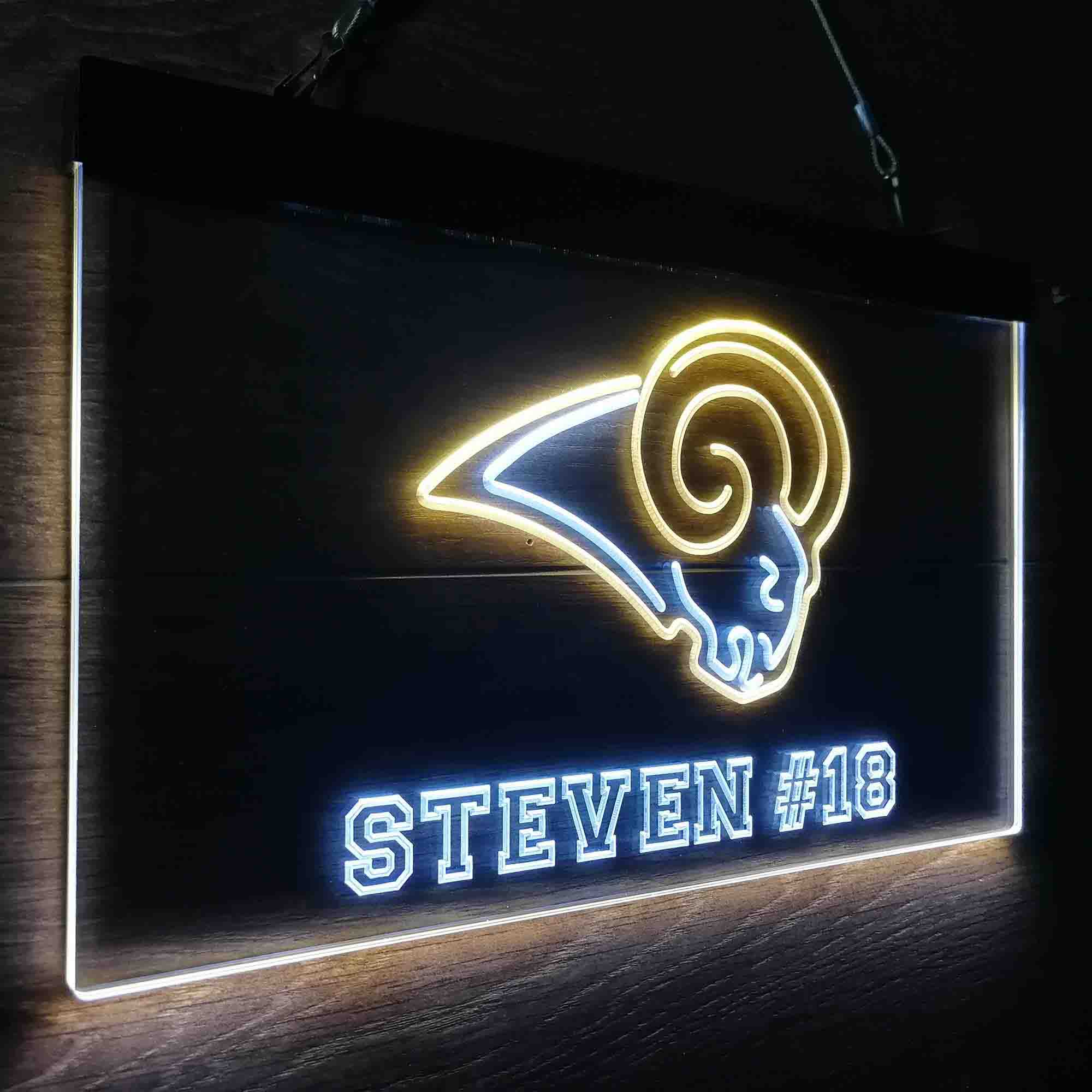 Personalized Los Angeles Rams Team Number Neon-Like LED Sign - ProLedSign