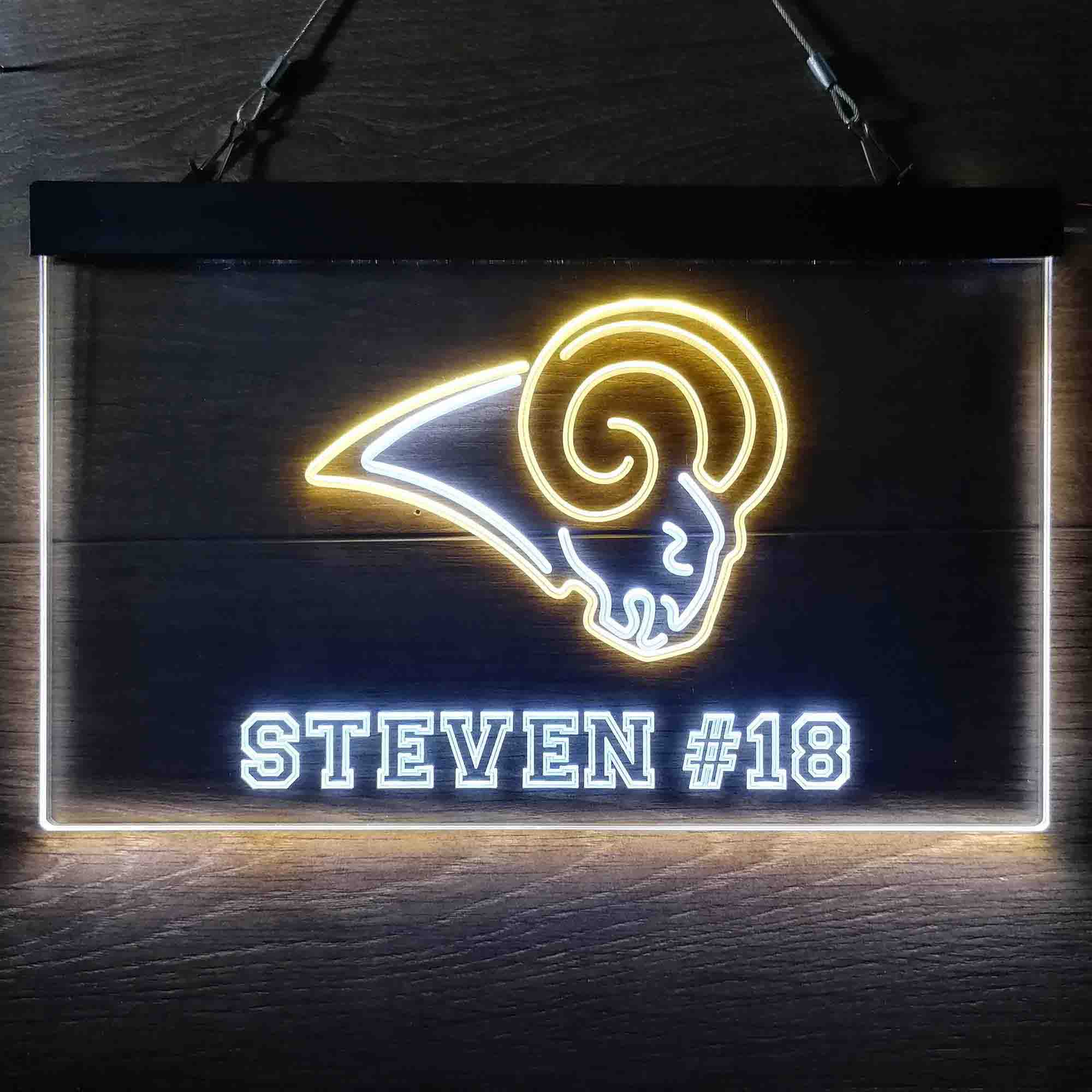 Personalized Los Angeles Rams Team Number Neon-Like LED Sign - ProLedSign