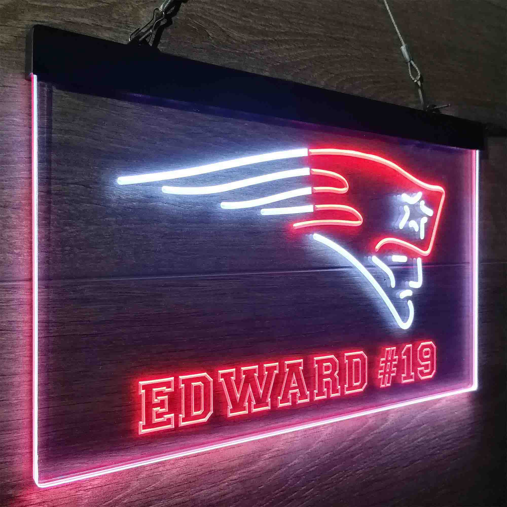 Personalized New England Patriots Team Number Neon-Like LED Sign - ProLedSign